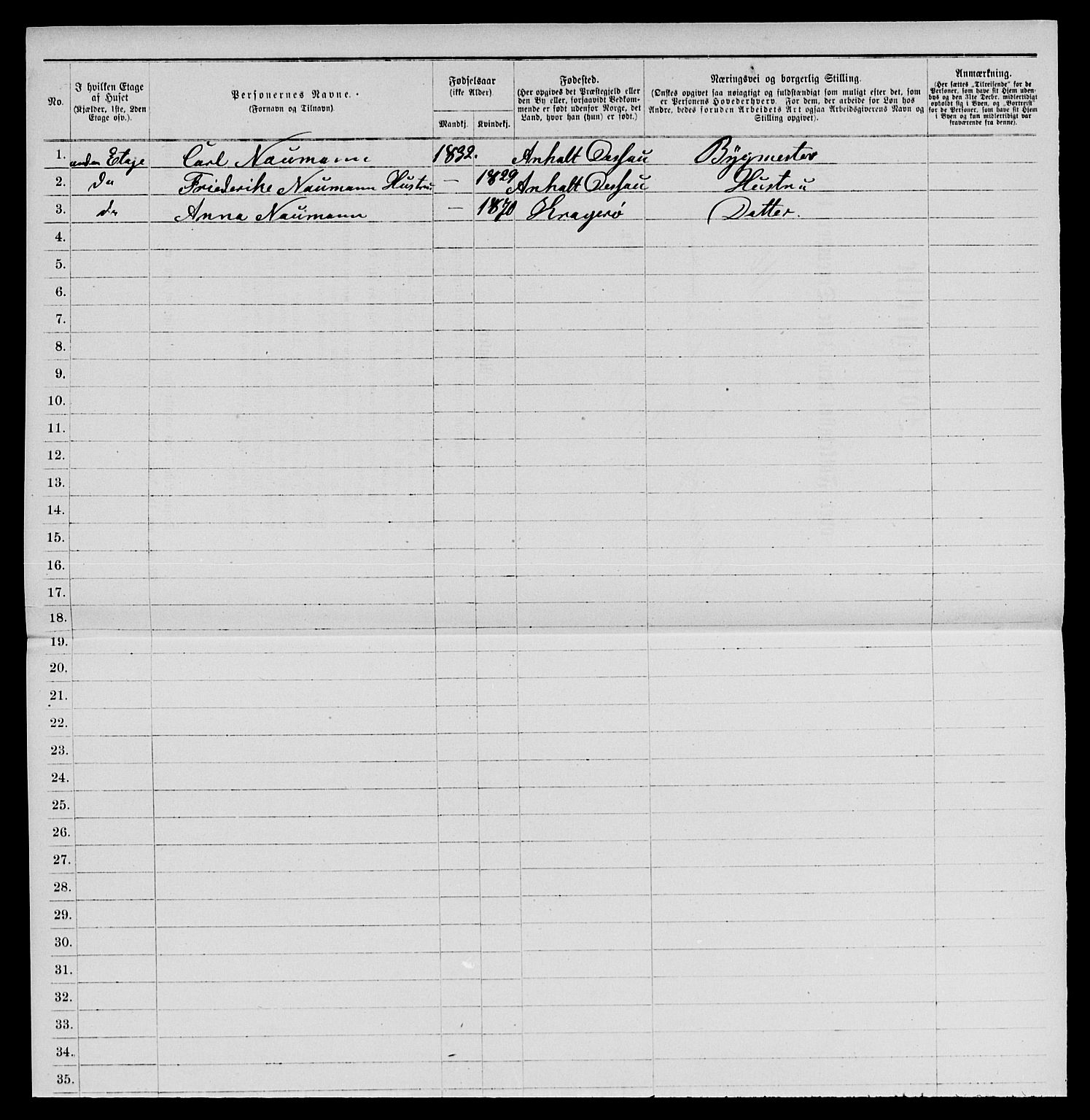 SAKO, 1885 census for 0801 Kragerø, 1885, p. 871