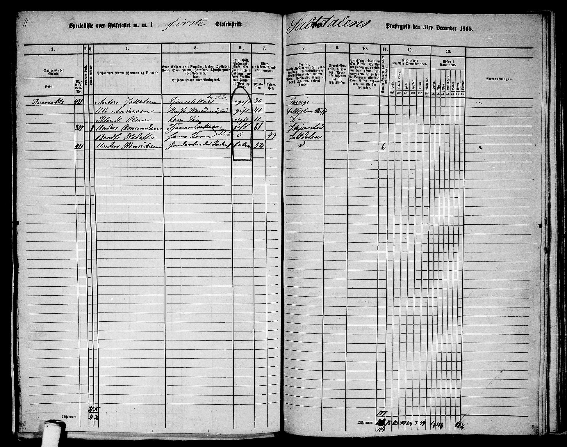 RA, 1865 census for Saltdal, 1865, p. 25