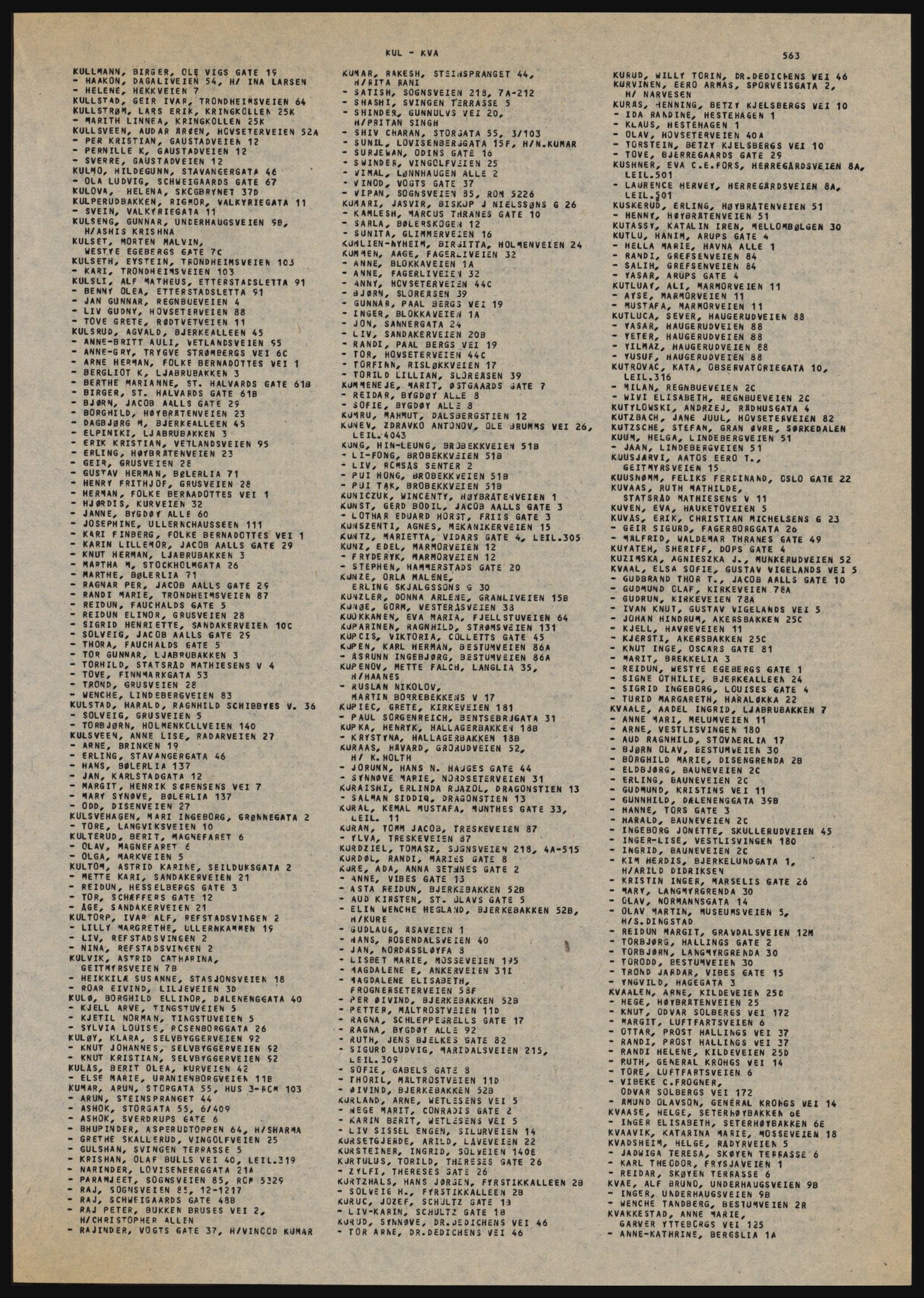 Kristiania/Oslo adressebok, PUBL/-, 1984-1985, p. 563
