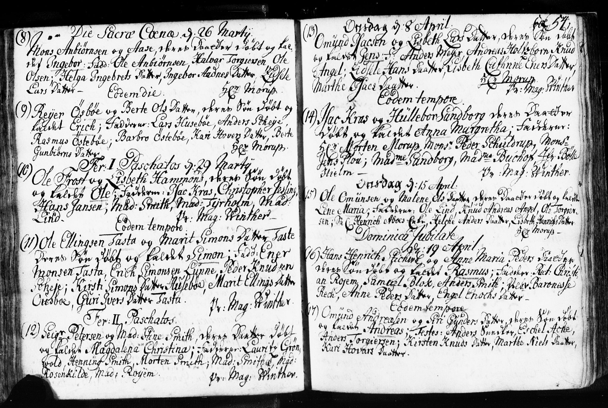 Domkirken sokneprestkontor, SAST/A-101812/001/30/30BB/L0003: Parish register (copy) no. B 3, 1733-1751, p. 54
