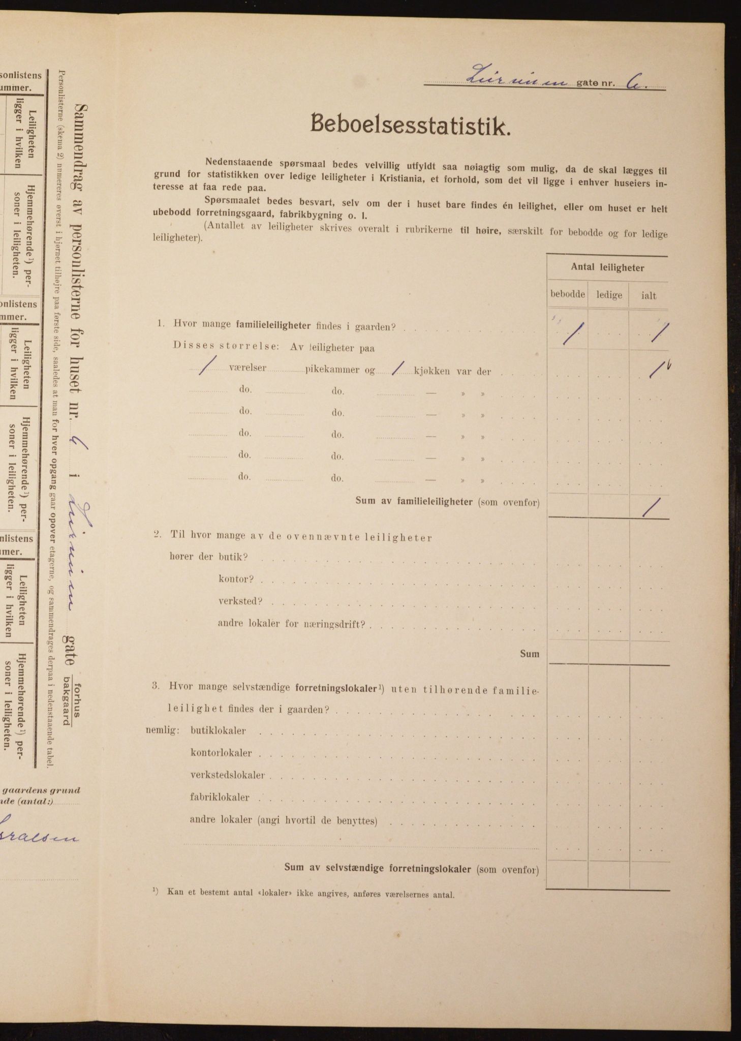 OBA, Municipal Census 1910 for Kristiania, 1910, p. 55529