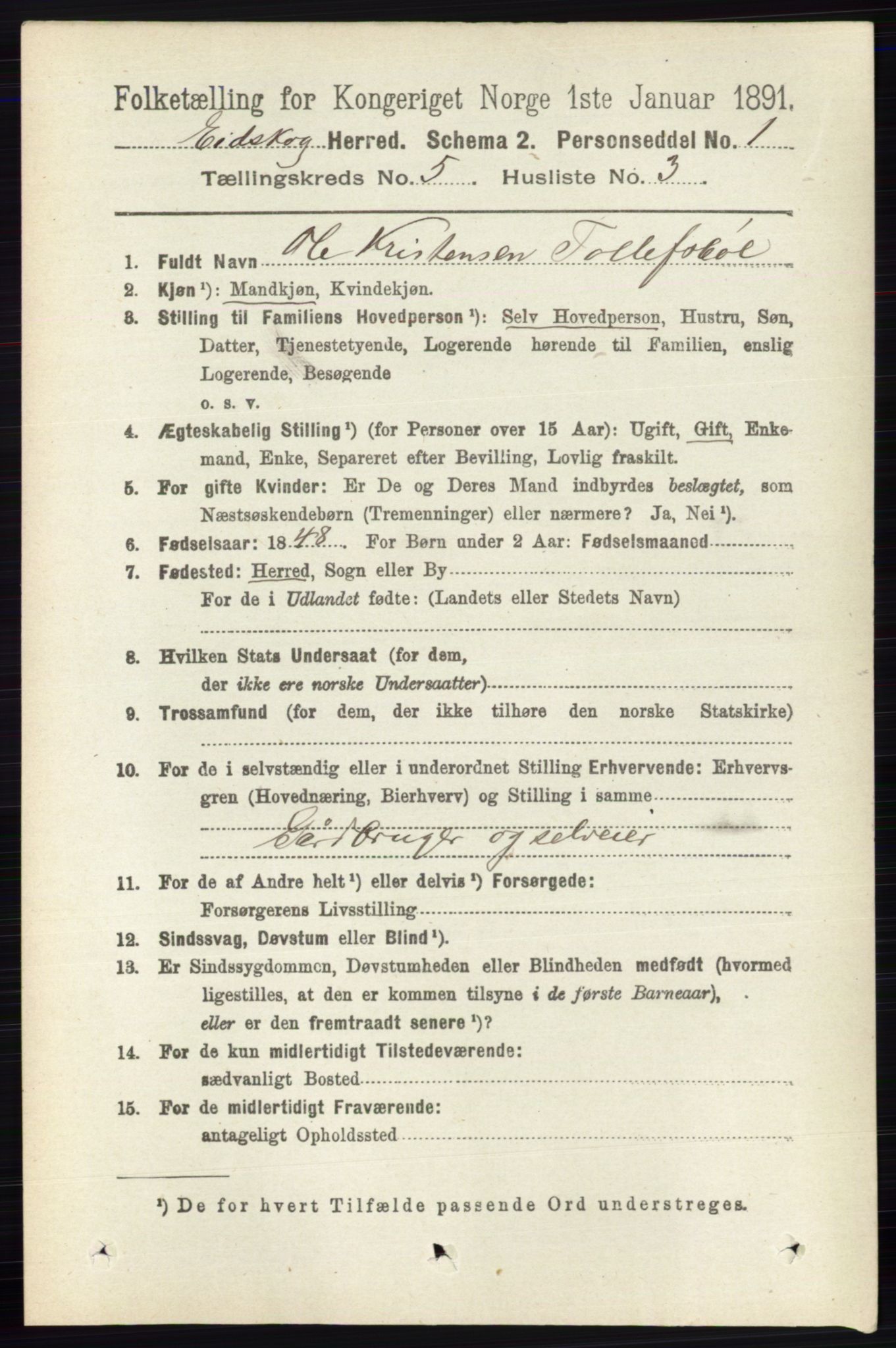 RA, 1891 census for 0420 Eidskog, 1891, p. 2071