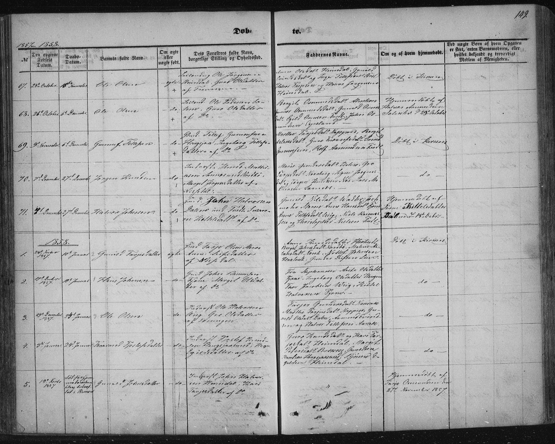 Nissedal kirkebøker, SAKO/A-288/F/Fa/L0003: Parish register (official) no. I 3, 1846-1870, p. 148-149