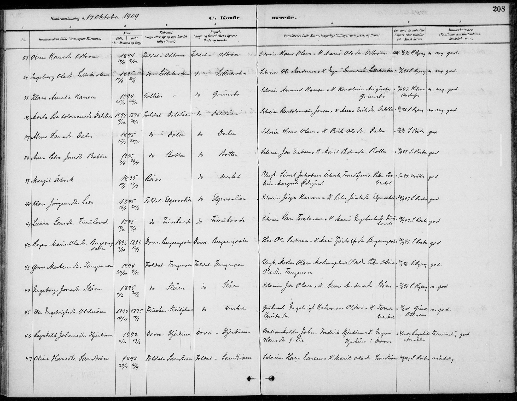 Alvdal prestekontor, AV/SAH-PREST-060/H/Ha/Haa/L0003: Parish register (official) no. 3, 1886-1912, p. 208