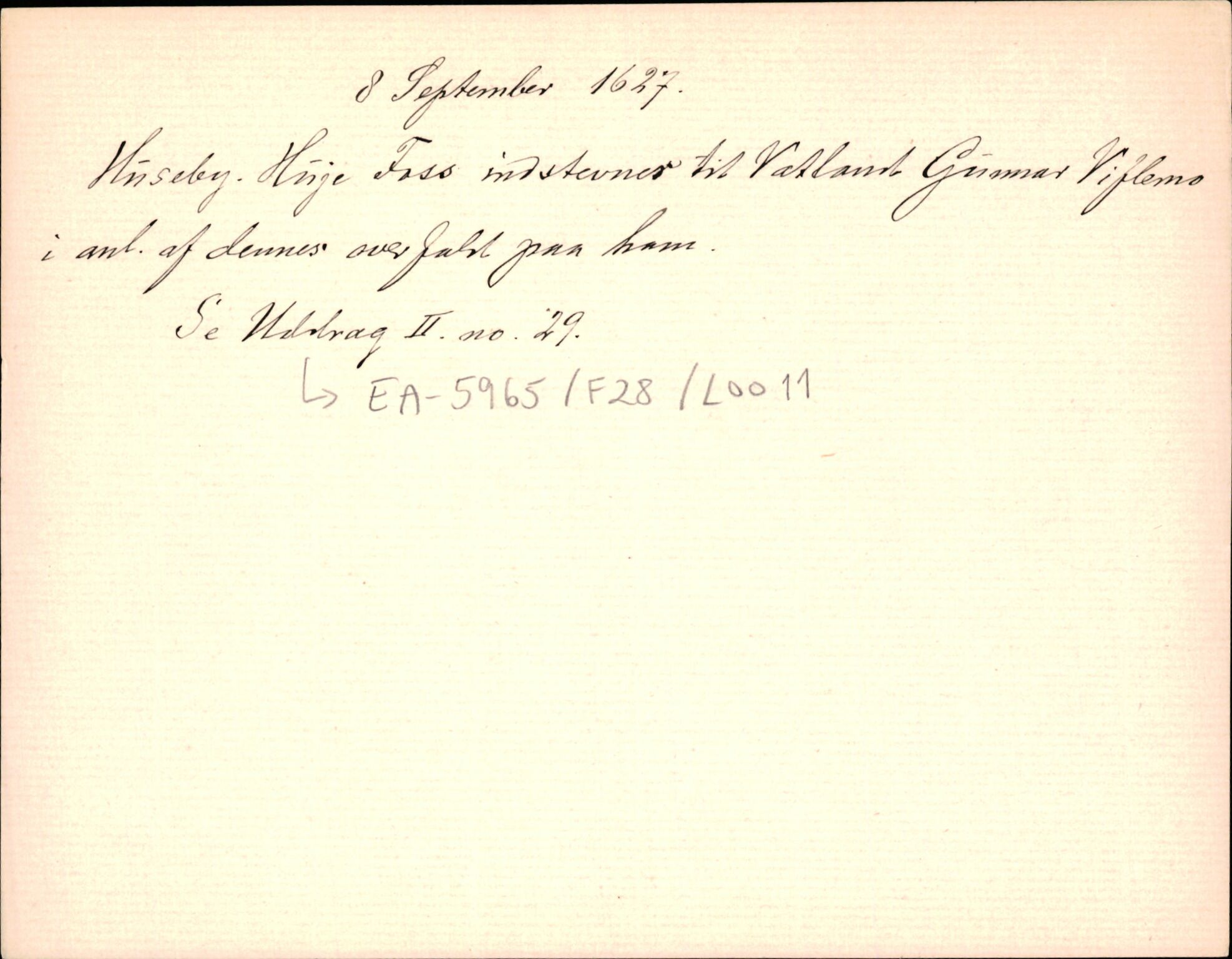 Riksarkivets diplomsamling, AV/RA-EA-5965/F35/F35d/L0003: Innlånte diplomer, seddelregister, 1621-1642, p. 185