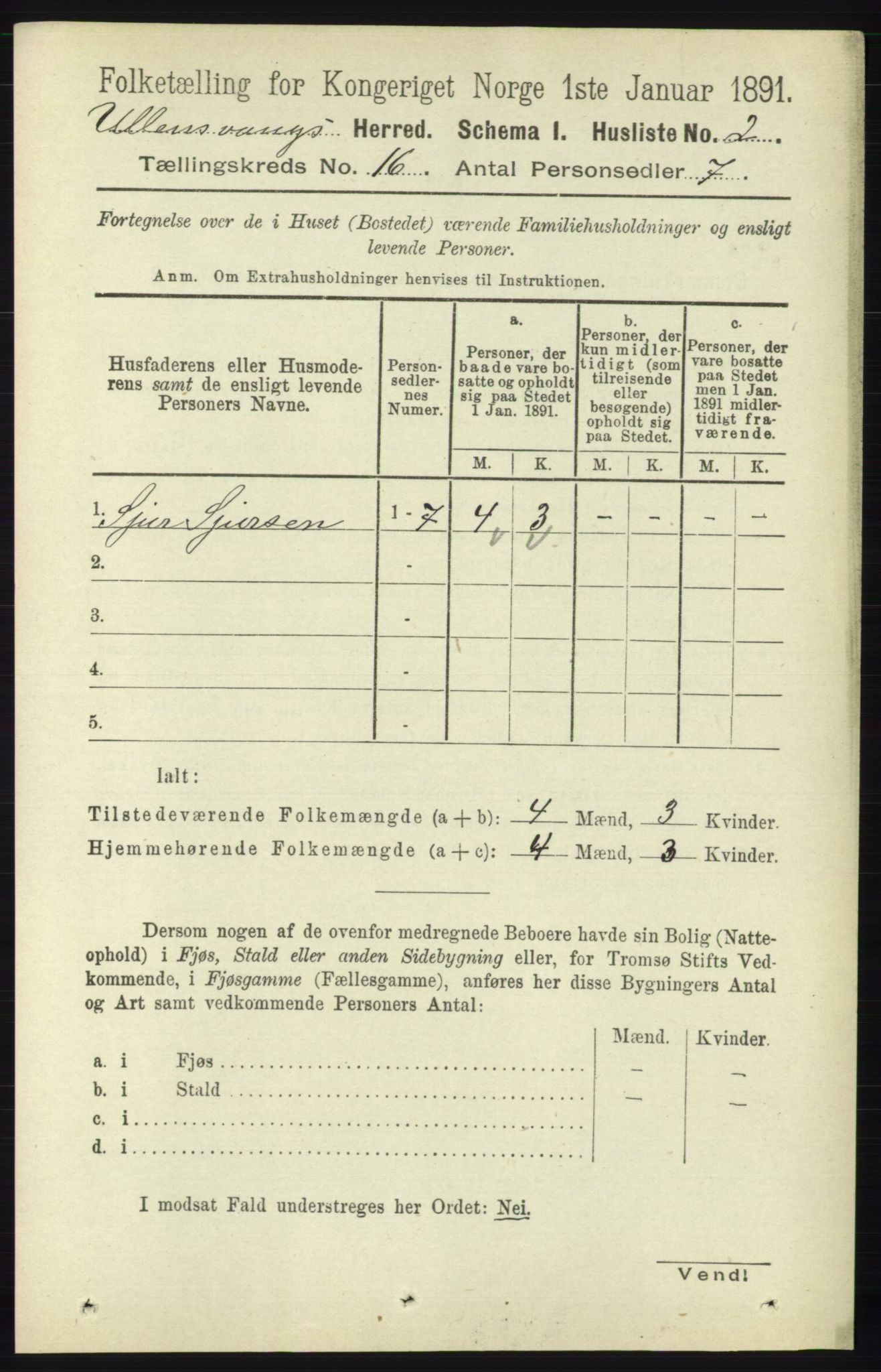 RA, 1891 census for 1230 Ullensvang, 1891, p. 6147