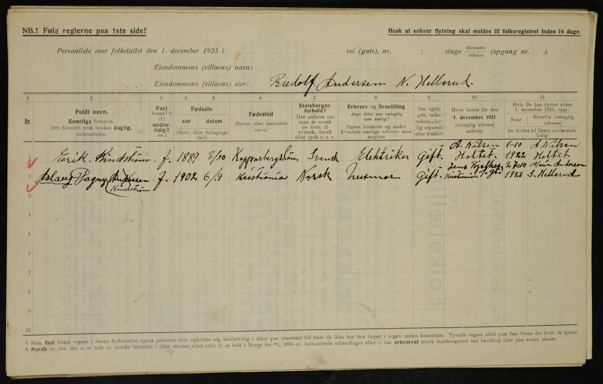 , Municipal Census 1923 for Aker, 1923, p. 36852