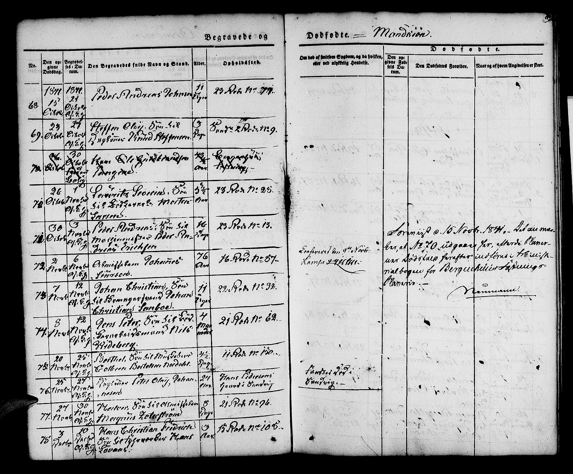 Korskirken sokneprestembete, AV/SAB-A-76101/H/Hab: Parish register (copy) no. E 1, 1837-1851, p. 69