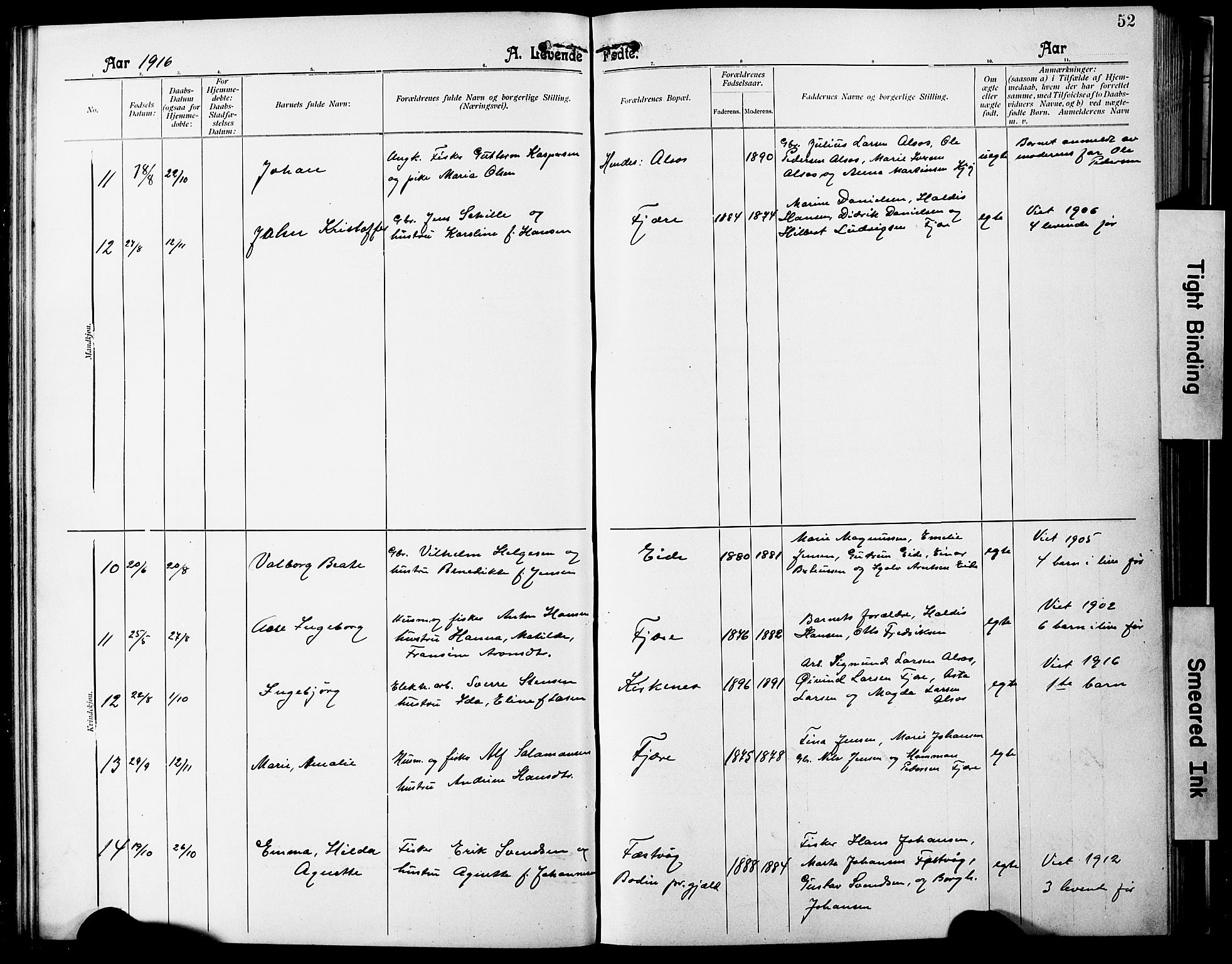 Ministerialprotokoller, klokkerbøker og fødselsregistre - Nordland, AV/SAT-A-1459/803/L0077: Parish register (copy) no. 803C04, 1897-1930, p. 52