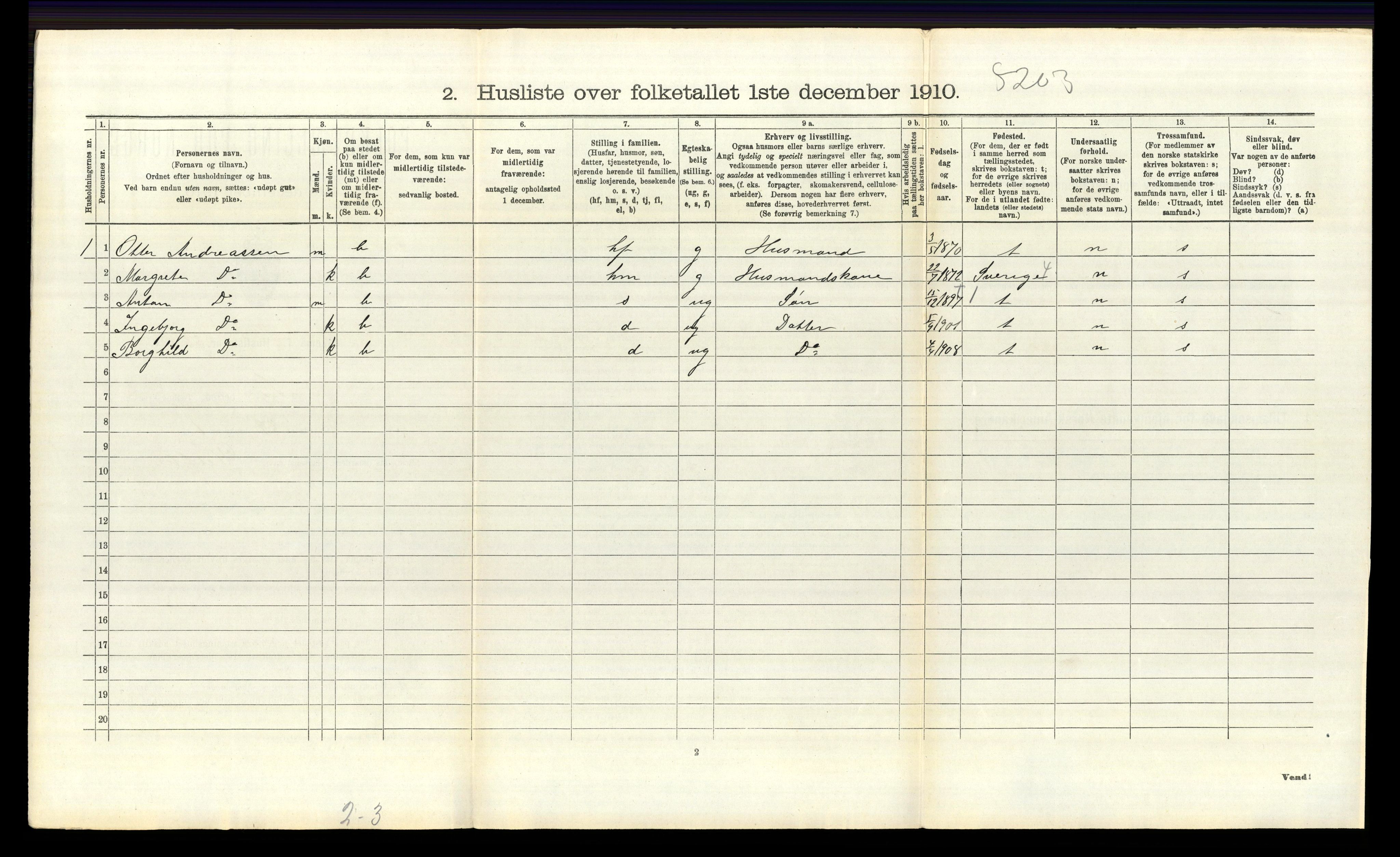 RA, 1910 census for Idd, 1910, p. 1365