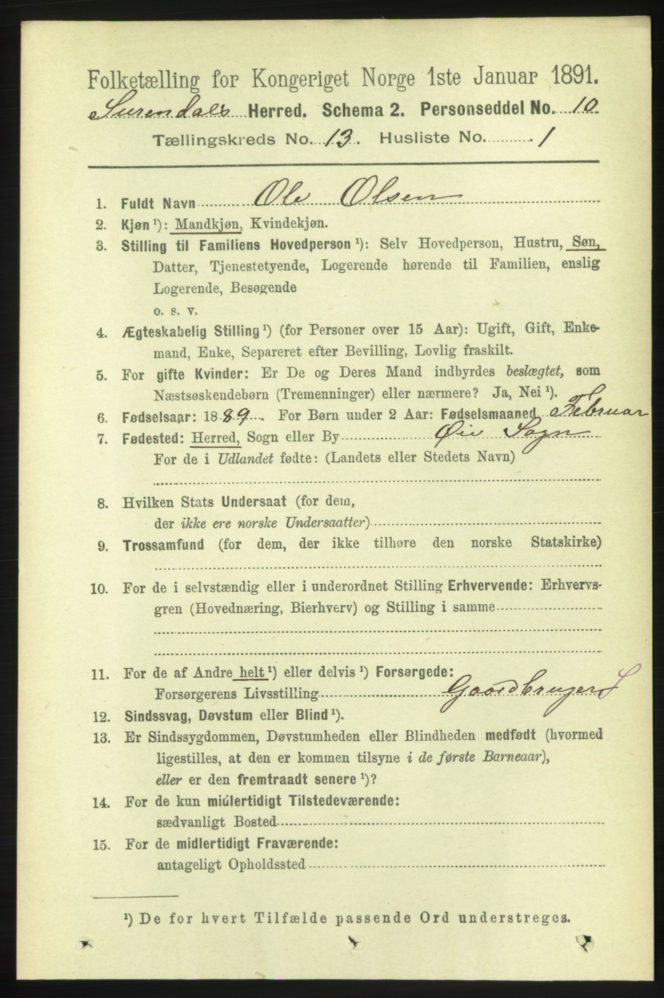 RA, 1891 census for 1566 Surnadal, 1891, p. 3176