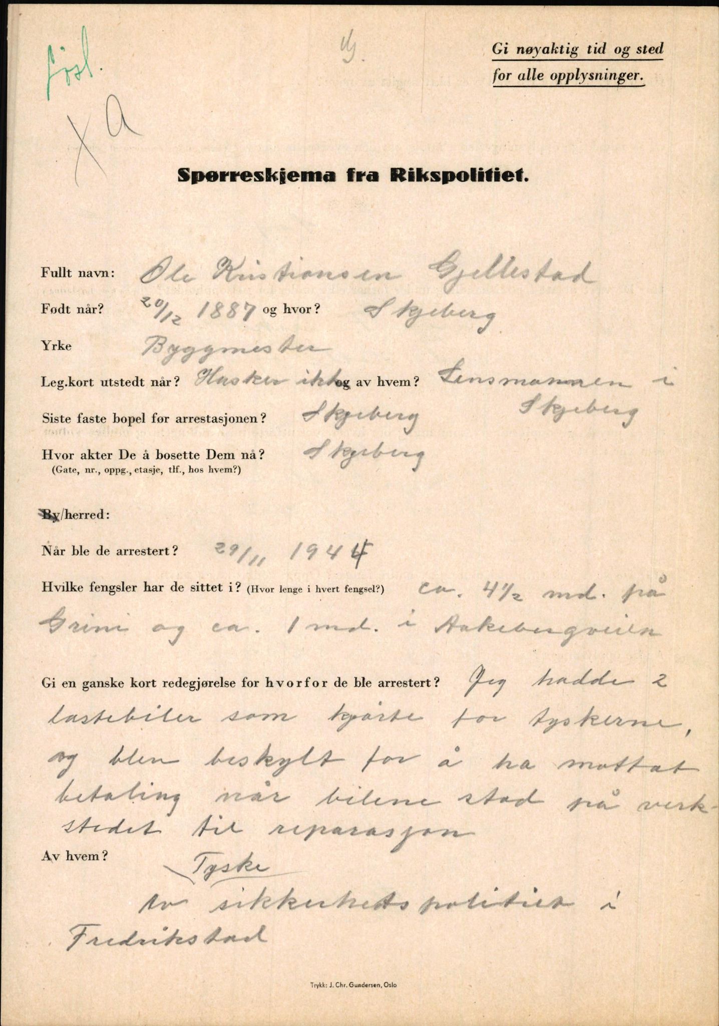 Rikspolitisjefen, AV/RA-S-1560/L/L0005: Gidske, Peder Martin -  Hansell, Georg, 1940-1945, p. 47