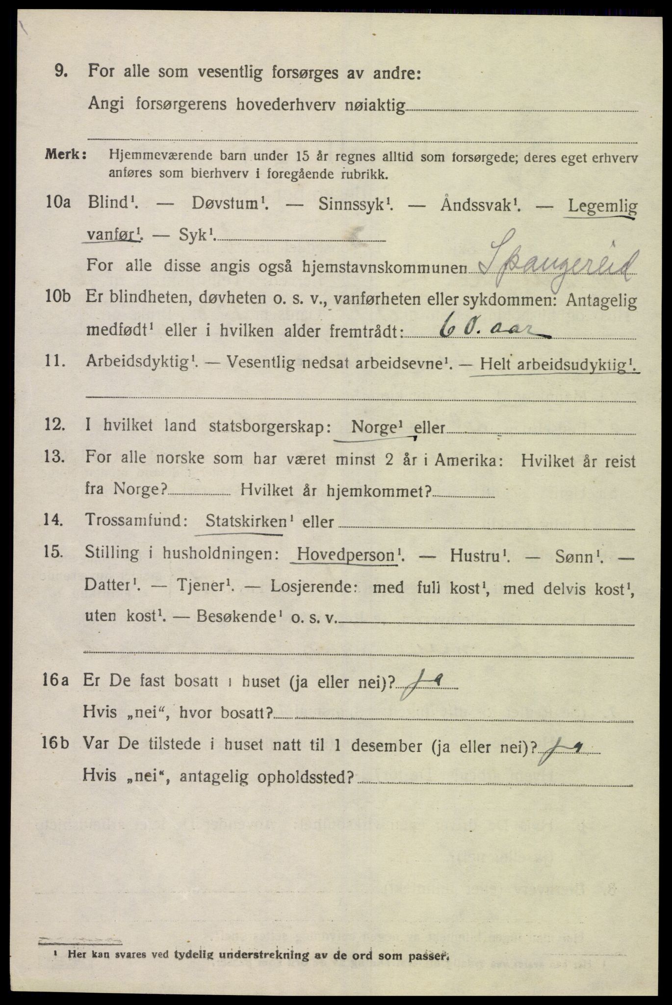 SAK, 1920 census for Spangereid, 1920, p. 2860