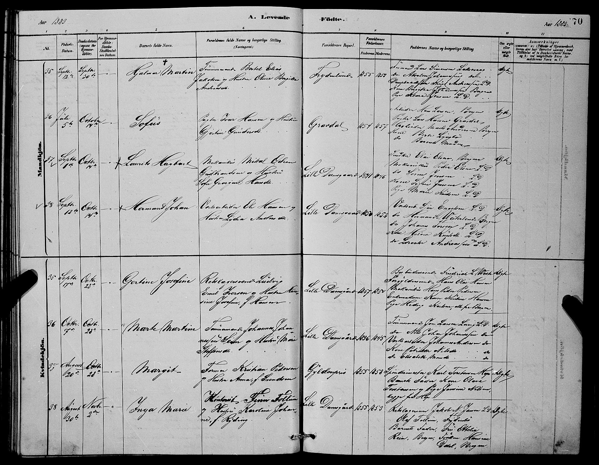 Laksevåg Sokneprestembete, AV/SAB-A-76501/H/Ha/Hab/Haba/L0002: Parish register (copy) no. A 2, 1877-1887, p. 70