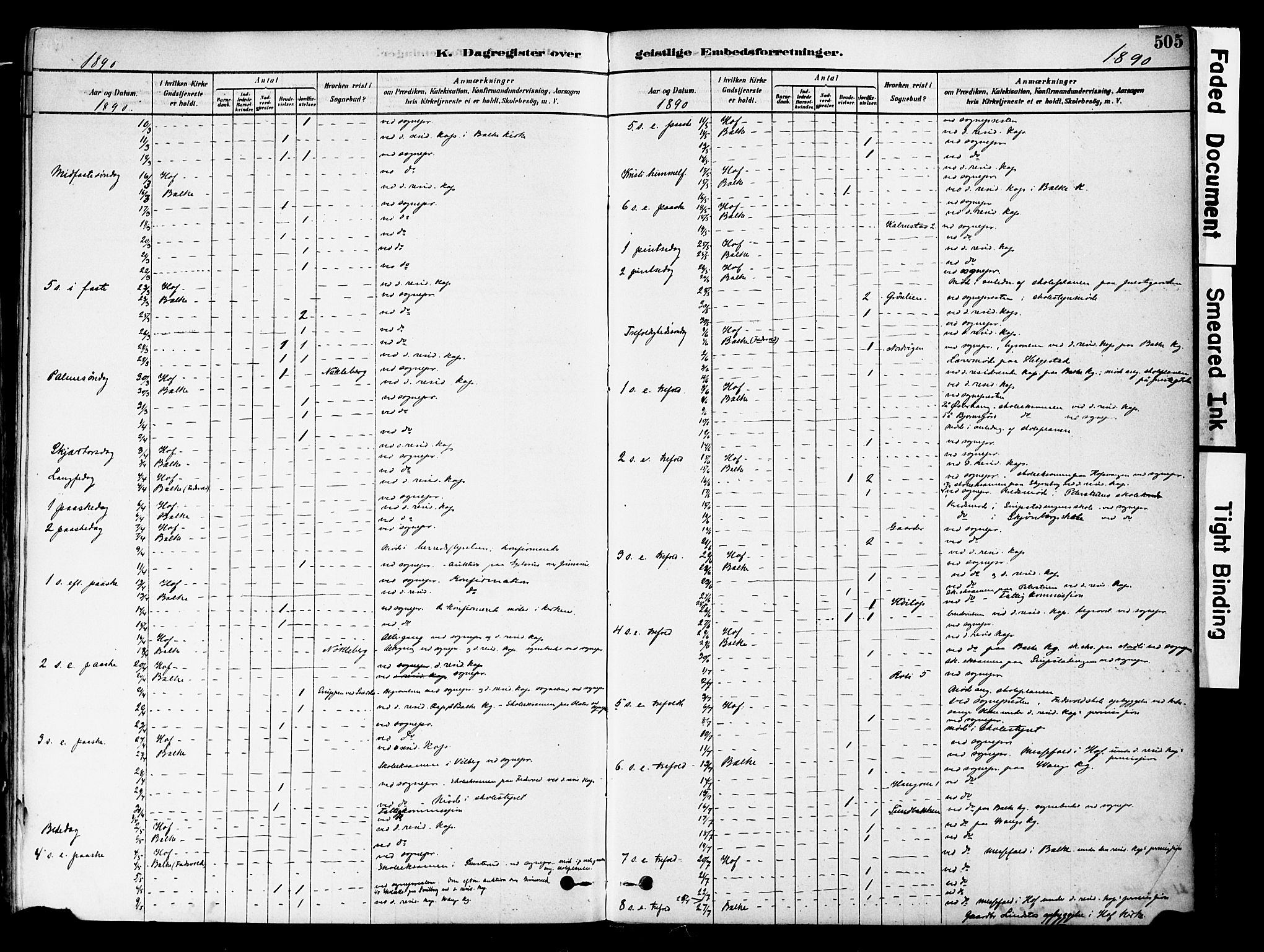 Østre Toten prestekontor, SAH/PREST-104/H/Ha/Haa/L0006: Parish register (official) no. 6 /1, 1878-1896, p. 505