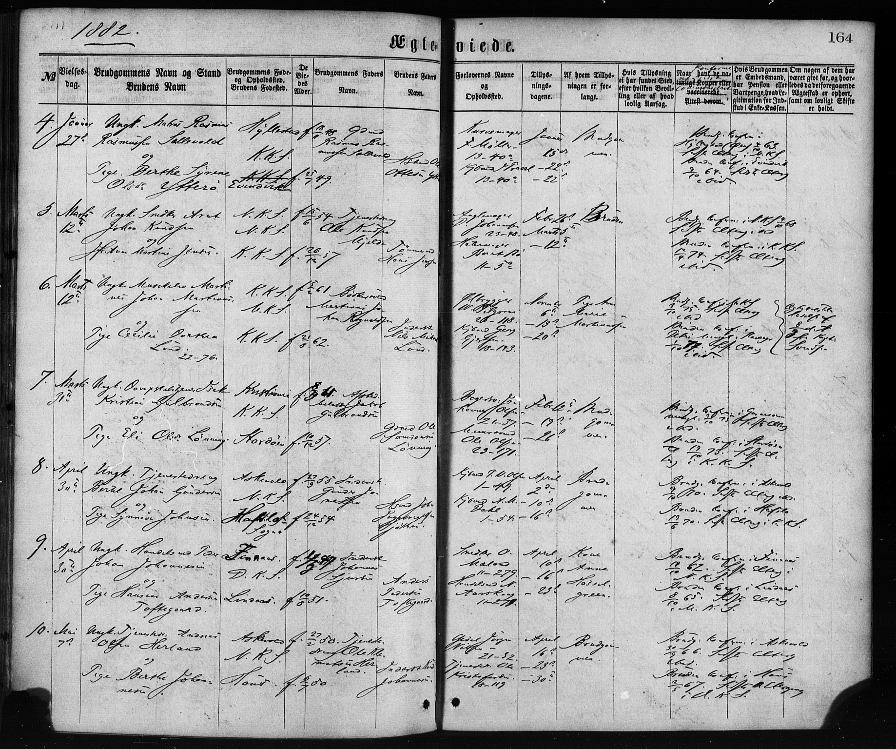 Korskirken sokneprestembete, AV/SAB-A-76101/H/Haa/L0036: Parish register (official) no. D 3, 1867-1882, p. 164