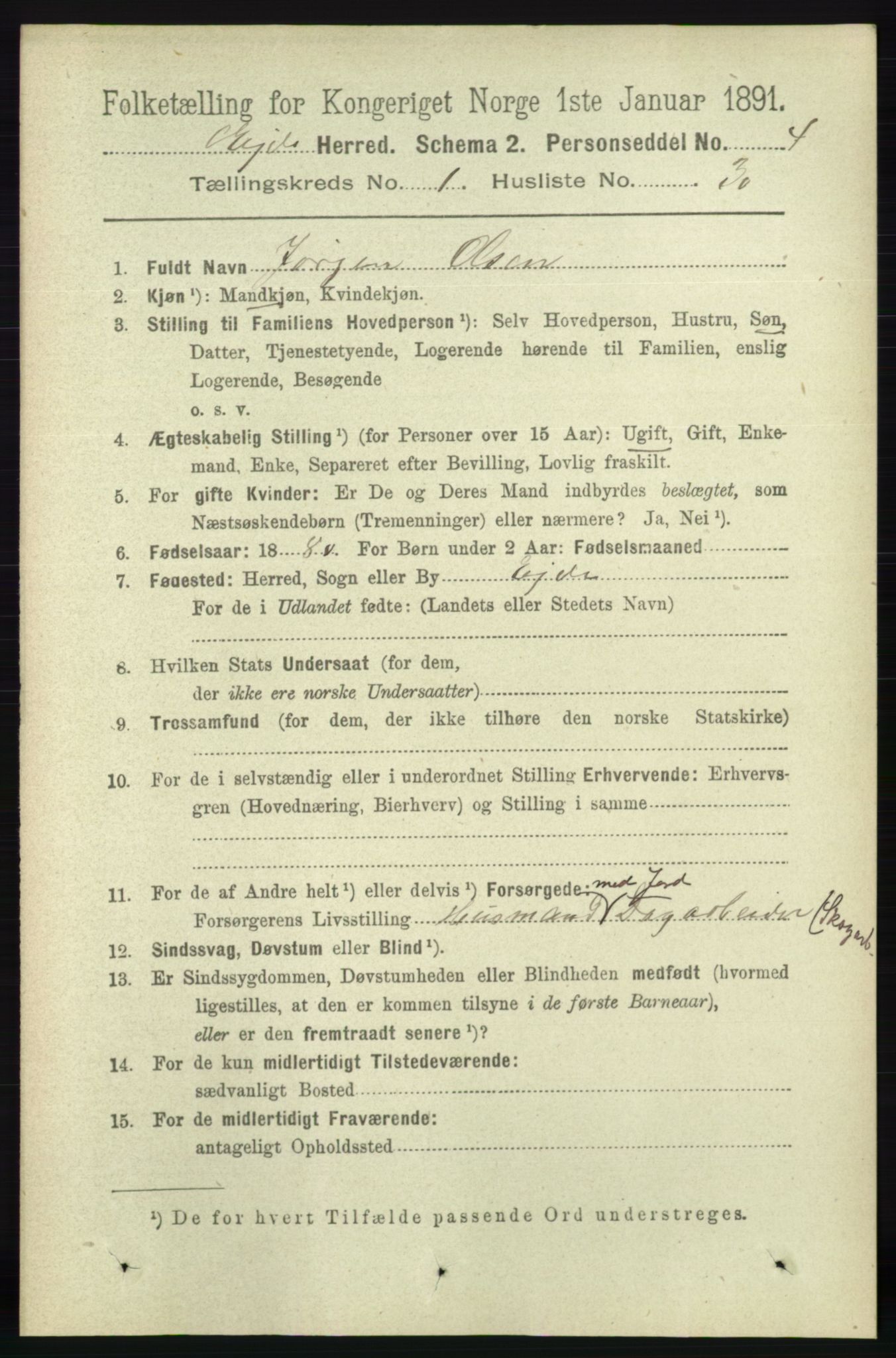 RA, 1891 census for 0925 Eide, 1891, p. 240