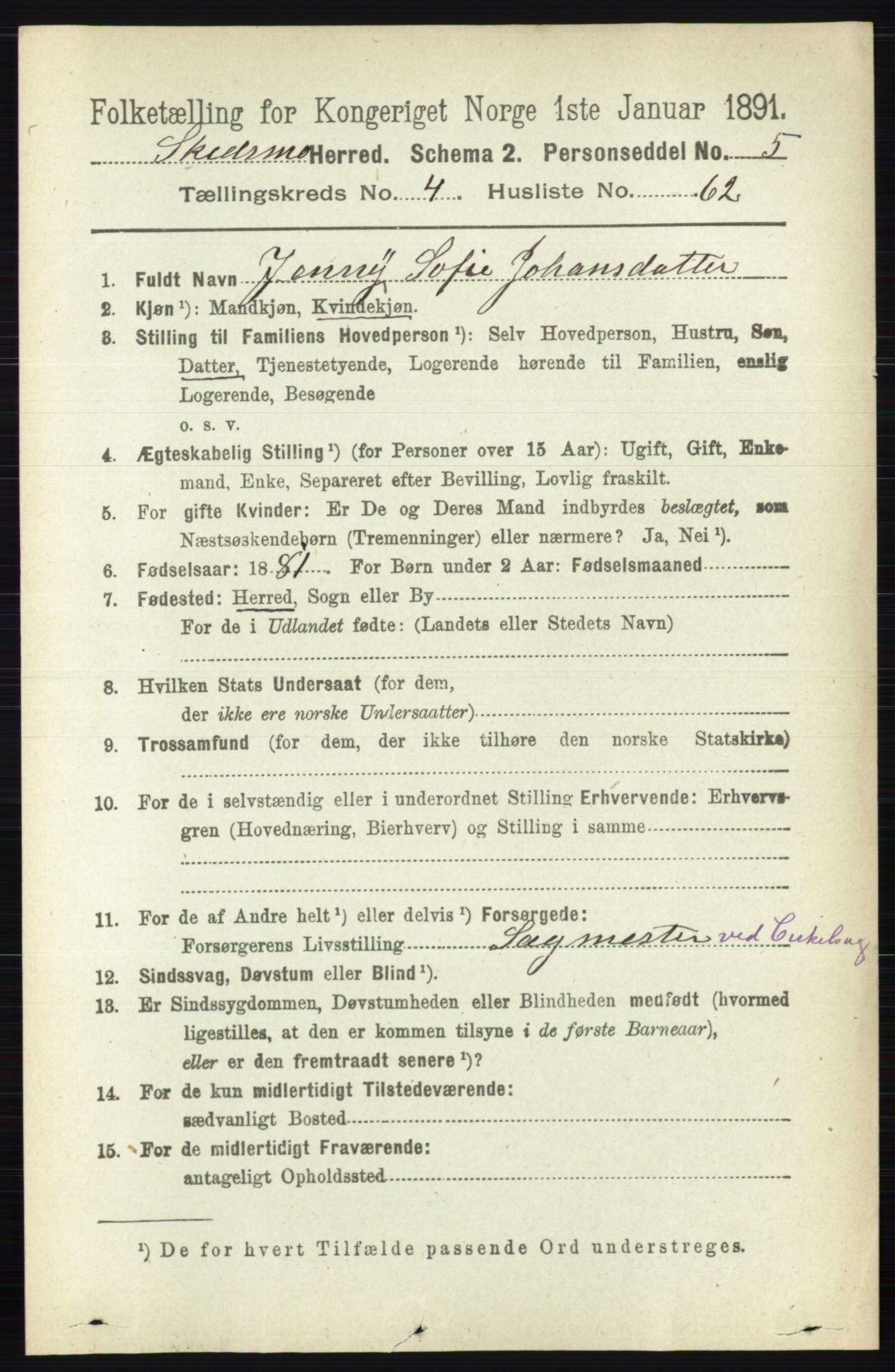 RA, 1891 census for 0231 Skedsmo, 1891, p. 2231