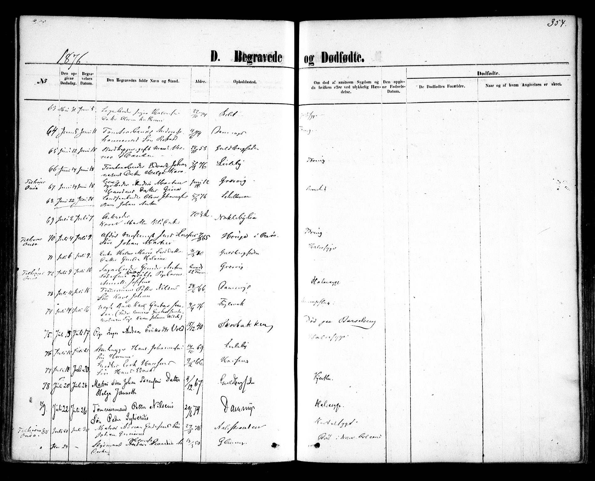 Glemmen prestekontor Kirkebøker, AV/SAO-A-10908/F/Fa/L0009: Parish register (official) no. 9, 1871-1878, p. 354