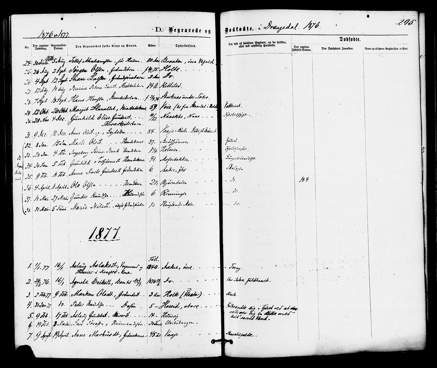 Drangedal kirkebøker, AV/SAKO-A-258/F/Fa/L0009: Parish register (official) no. 9 /1, 1872-1884, p. 295