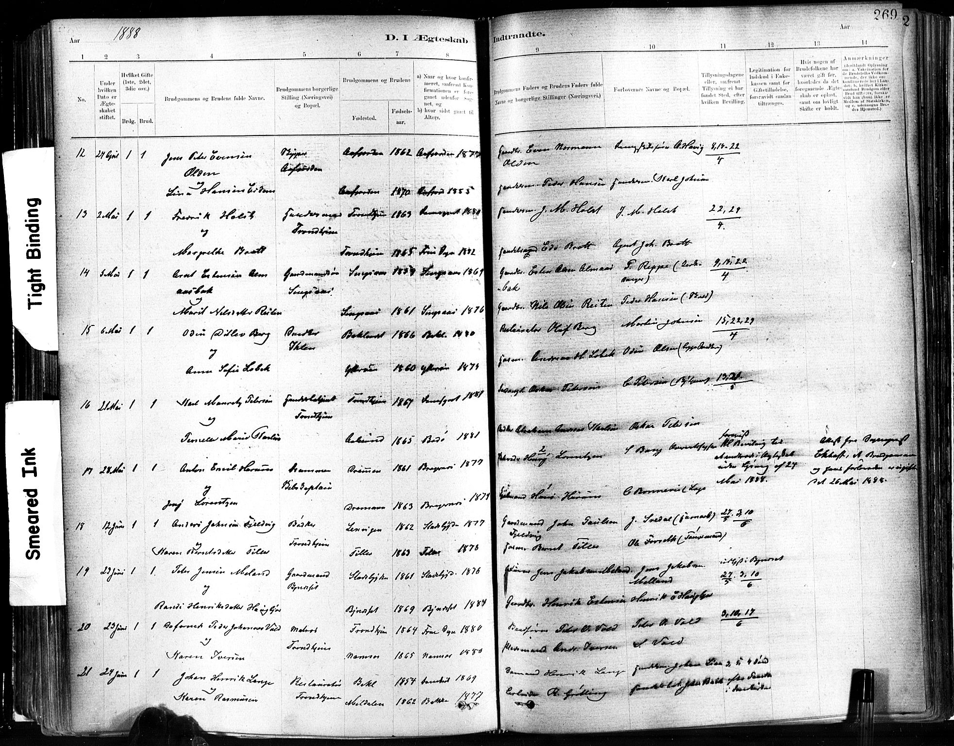 Ministerialprotokoller, klokkerbøker og fødselsregistre - Sør-Trøndelag, SAT/A-1456/602/L0119: Parish register (official) no. 602A17, 1880-1901, p. 269