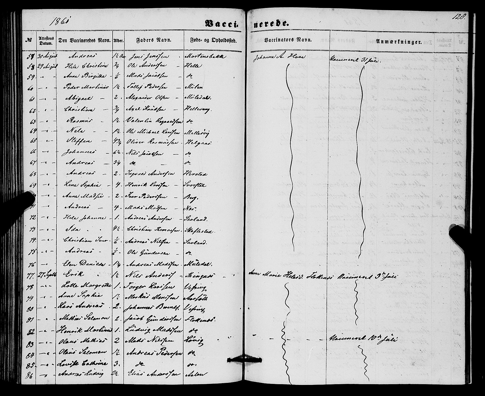 Førde sokneprestembete, AV/SAB-A-79901/H/Haa/Haaa/L0010: Parish register (official) no. A 10, 1861-1876, p. 128