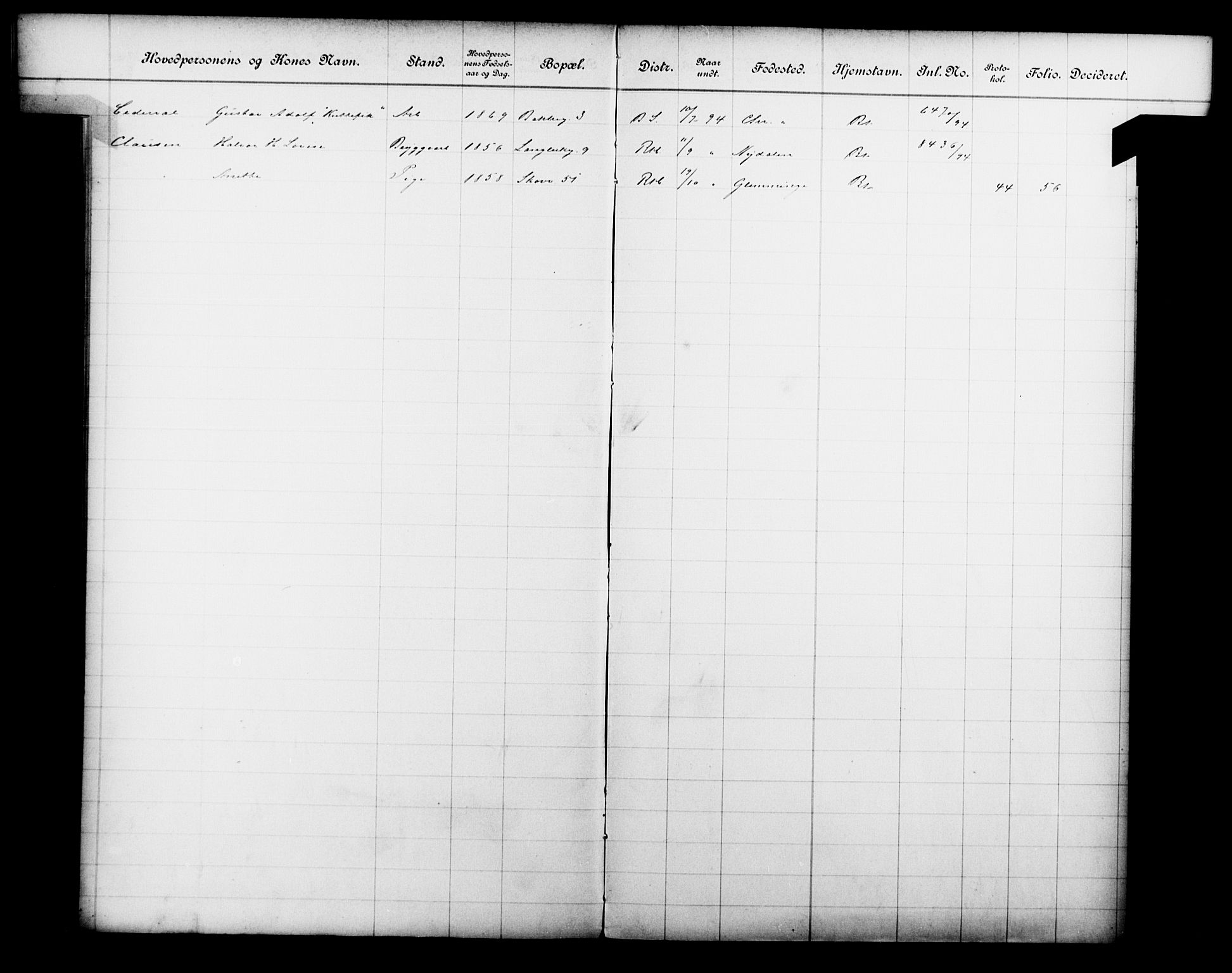 Fattigvesenet, OBA/A-20045/Fb/L0014: Hjemstavnsregister, 1894, p. 23