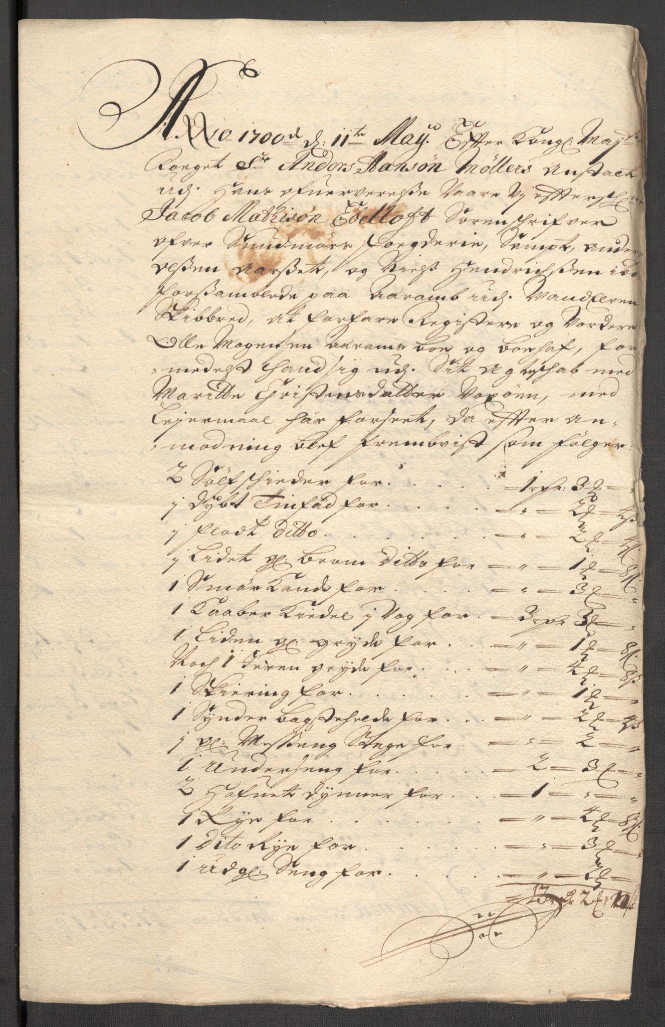 Rentekammeret inntil 1814, Reviderte regnskaper, Fogderegnskap, AV/RA-EA-4092/R54/L3558: Fogderegnskap Sunnmøre, 1700-1701, p. 239