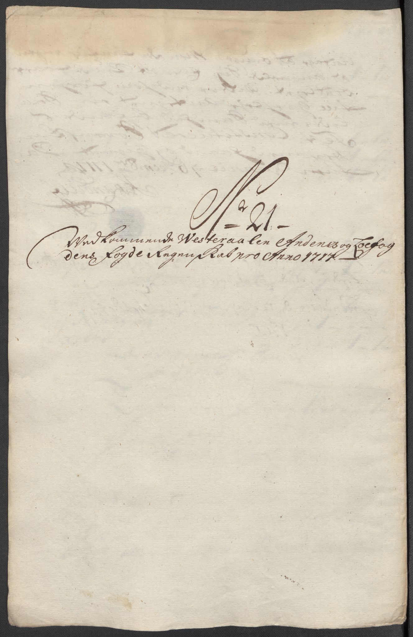 Rentekammeret inntil 1814, Reviderte regnskaper, Fogderegnskap, AV/RA-EA-4092/R67/L4683: Fogderegnskap Vesterålen, Andenes og Lofoten, 1717, p. 160