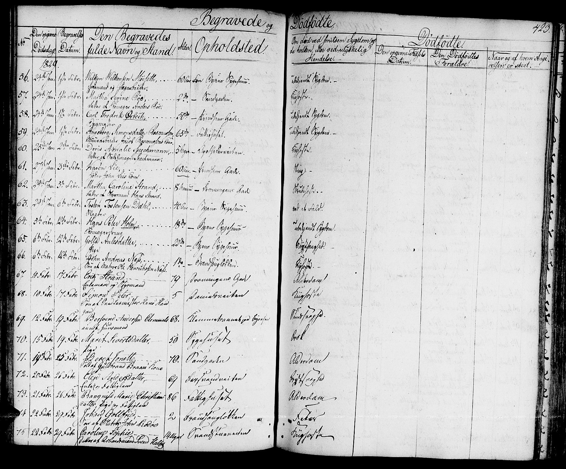 Ministerialprotokoller, klokkerbøker og fødselsregistre - Sør-Trøndelag, AV/SAT-A-1456/601/L0045: Parish register (official) no. 601A13, 1821-1831, p. 423