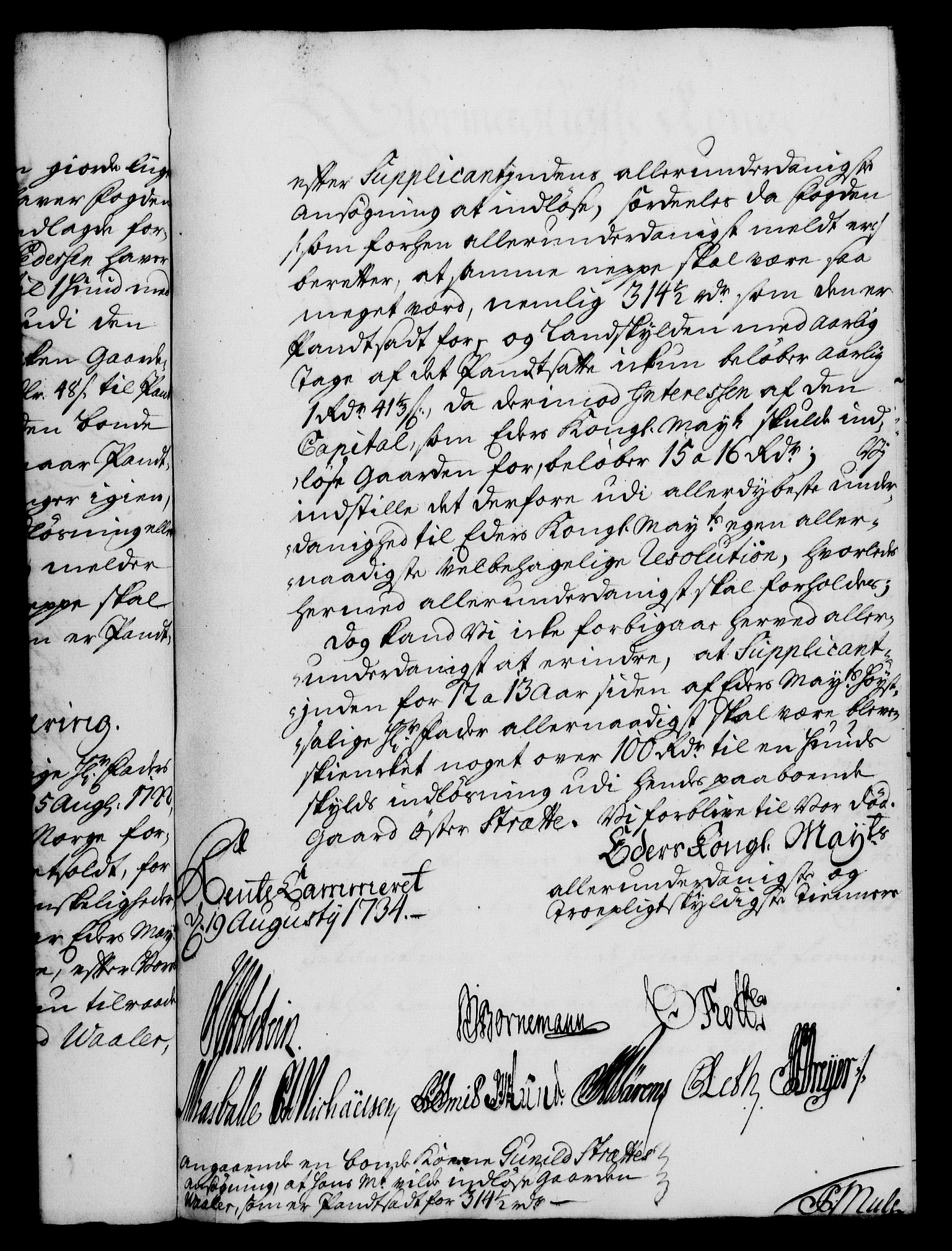 Rentekammeret, Kammerkanselliet, RA/EA-3111/G/Gf/Gfa/L0017: Norsk relasjons- og resolusjonsprotokoll (merket RK 52.17), 1734, p. 372