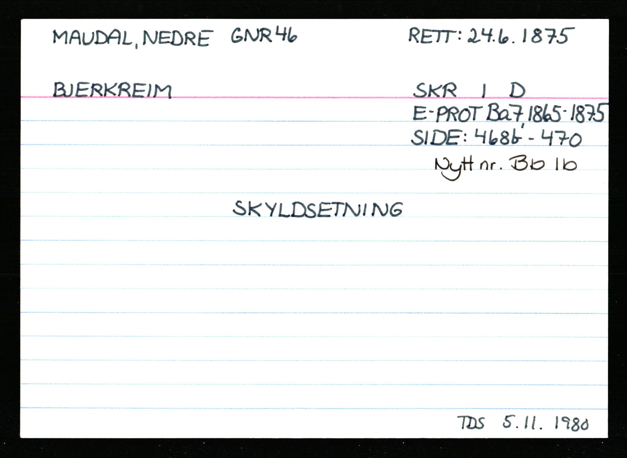 Statsarkivet i Stavanger, AV/SAST-A-101971/03/Y/Ym/L0037: Åstedskort sortert etter gårdsnavn: Lædre - Mauland, 1600-1950, p. 639