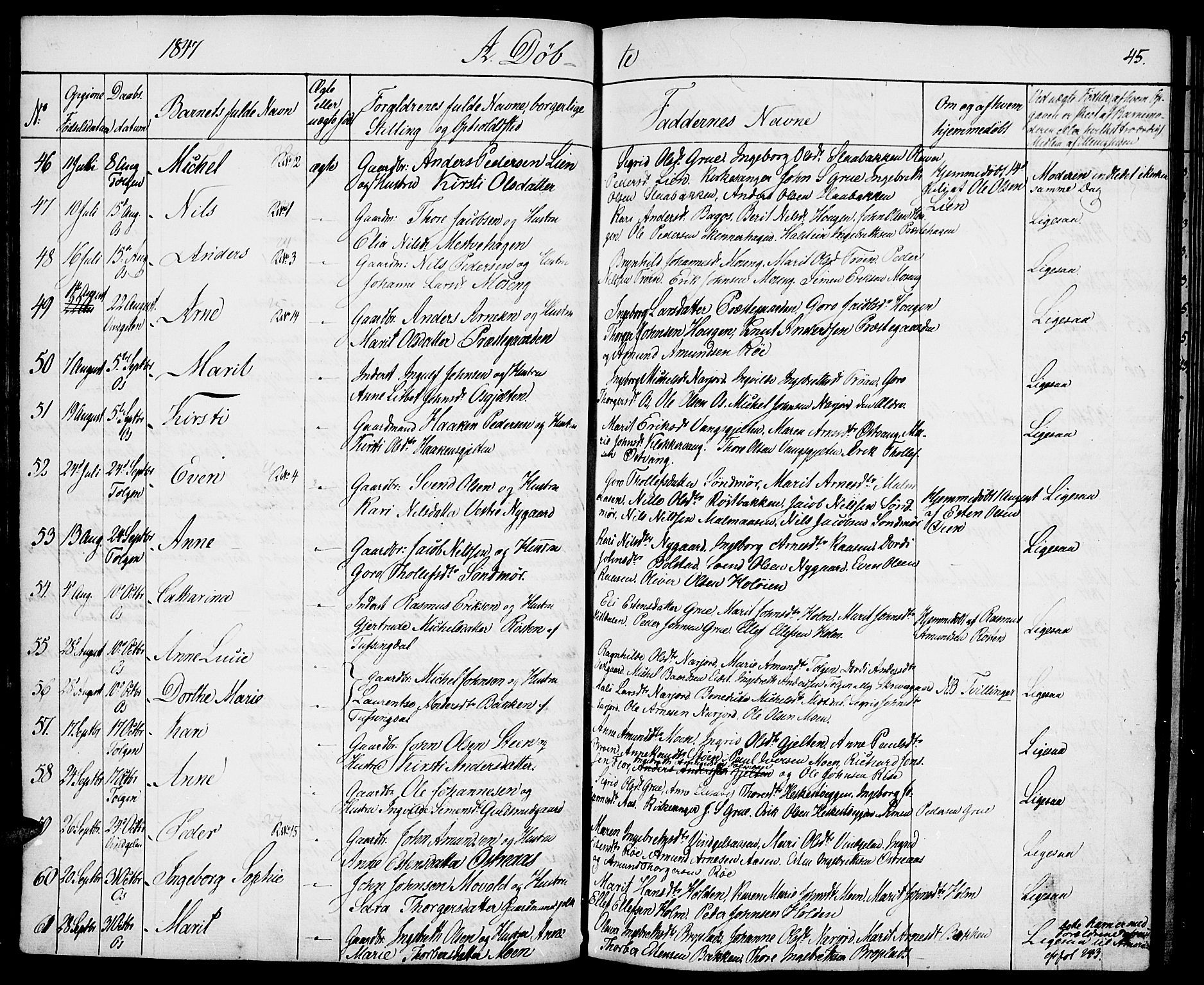 Tolga prestekontor, AV/SAH-PREST-062/K/L0005: Parish register (official) no. 5, 1836-1852, p. 45