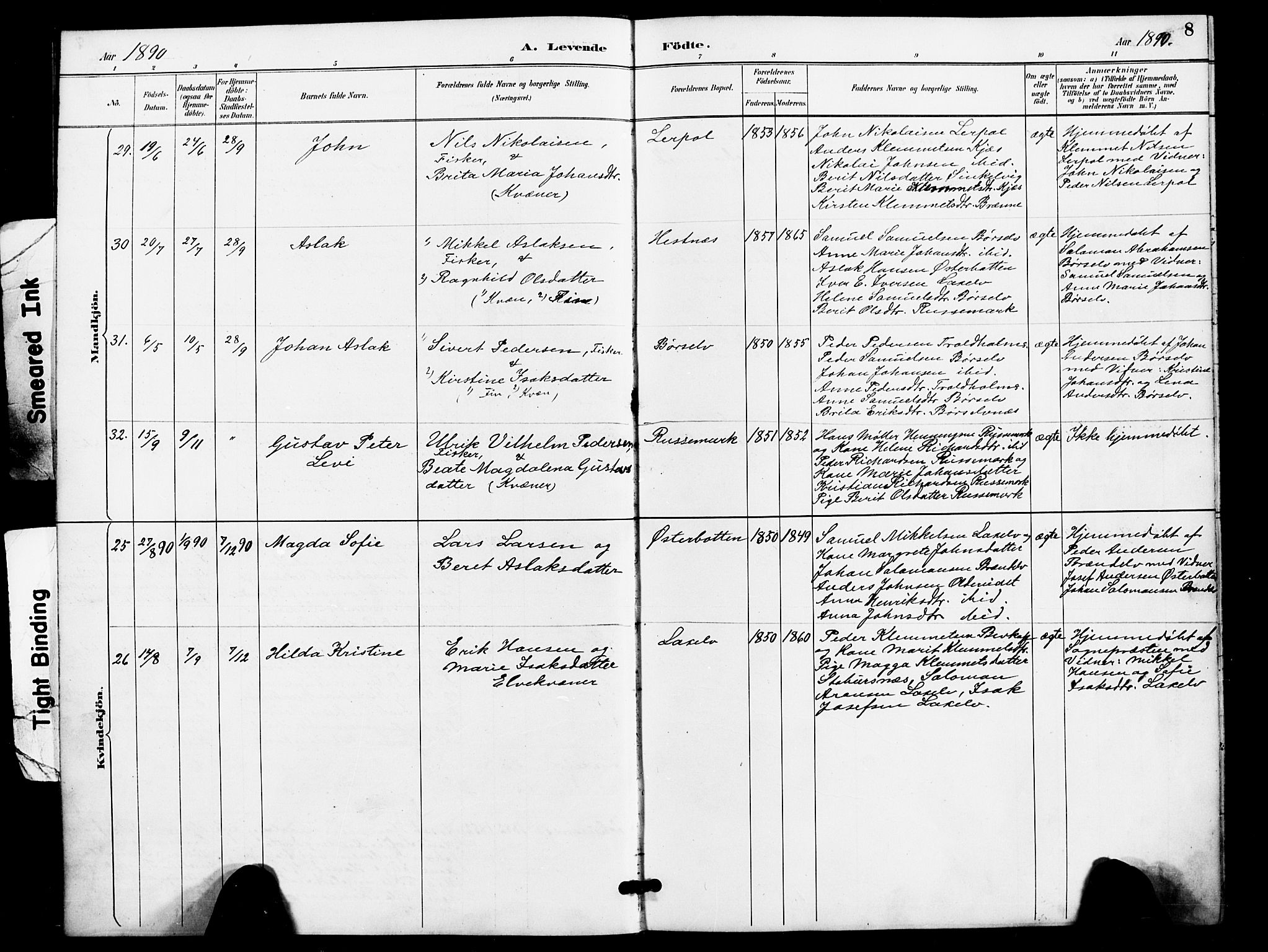 Kistrand/Porsanger sokneprestembete, AV/SATØ-S-1351/H/Ha/L0008.kirke: Parish register (official) no. 8, 1890-1898, p. 8