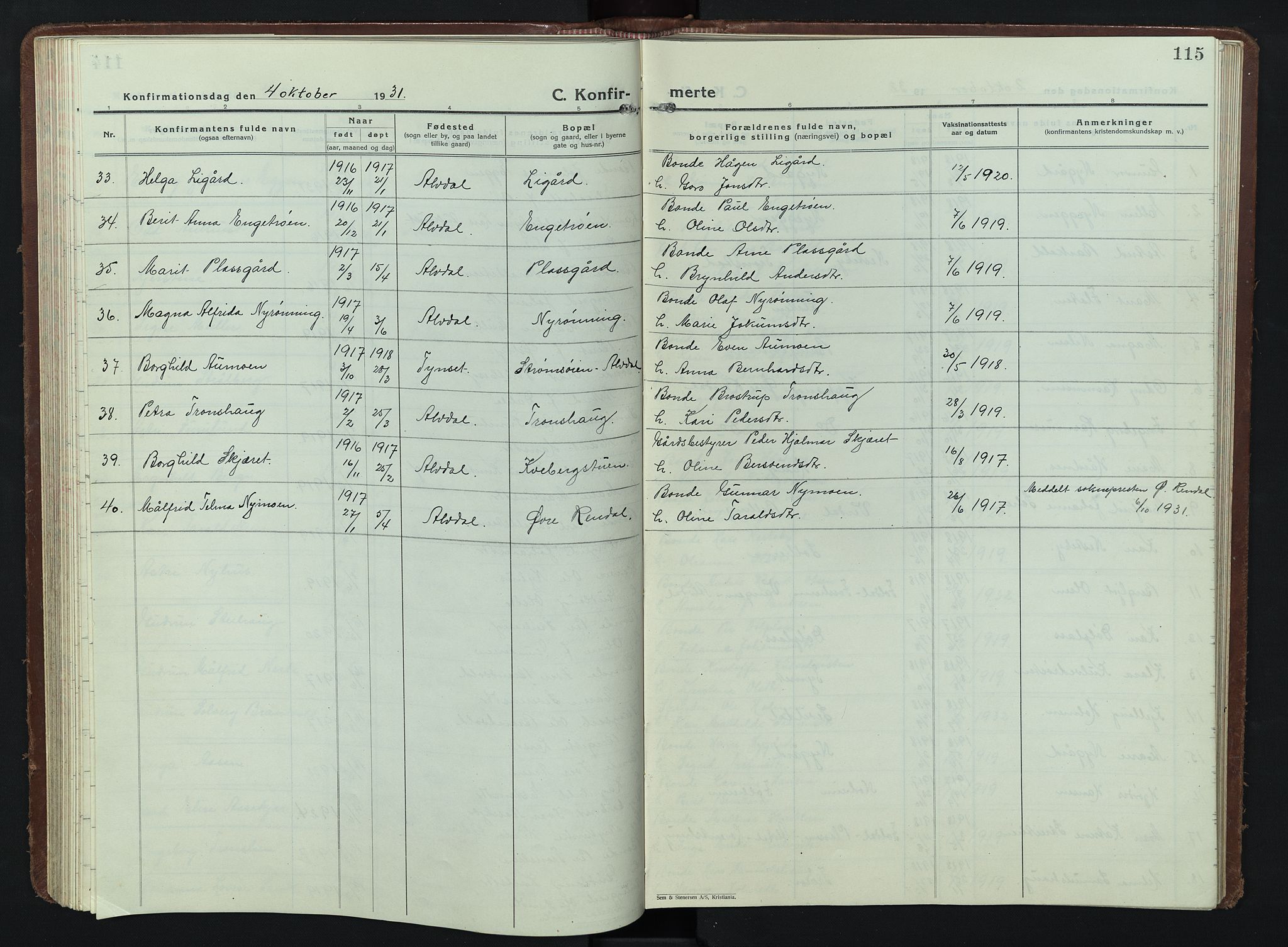 Alvdal prestekontor, AV/SAH-PREST-060/H/Ha/Hab/L0007: Parish register (copy) no. 7, 1924-1945, p. 115