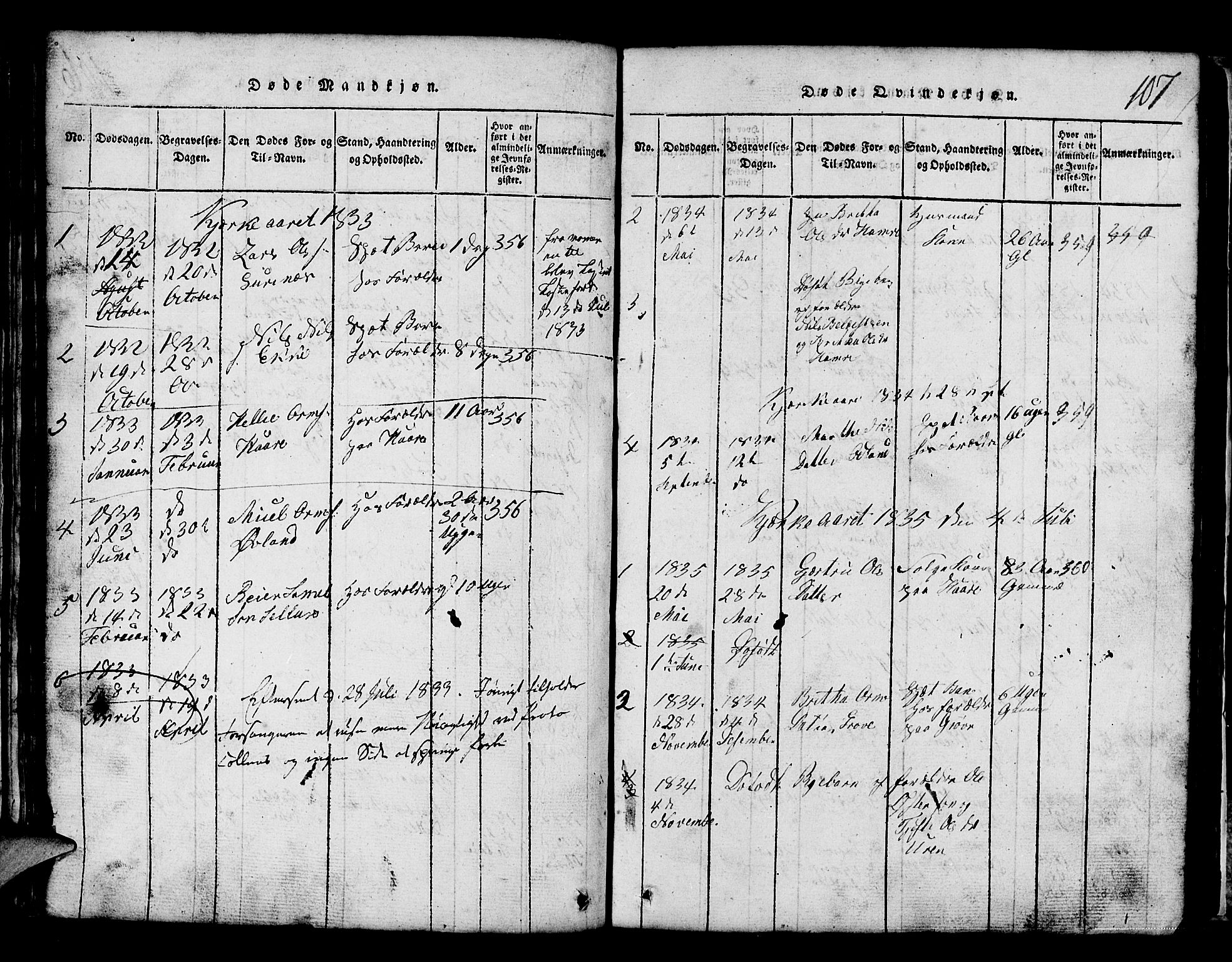 Røldal sokneprestembete, SAB/A-100247: Parish register (copy) no. A 1, 1817-1860, p. 107