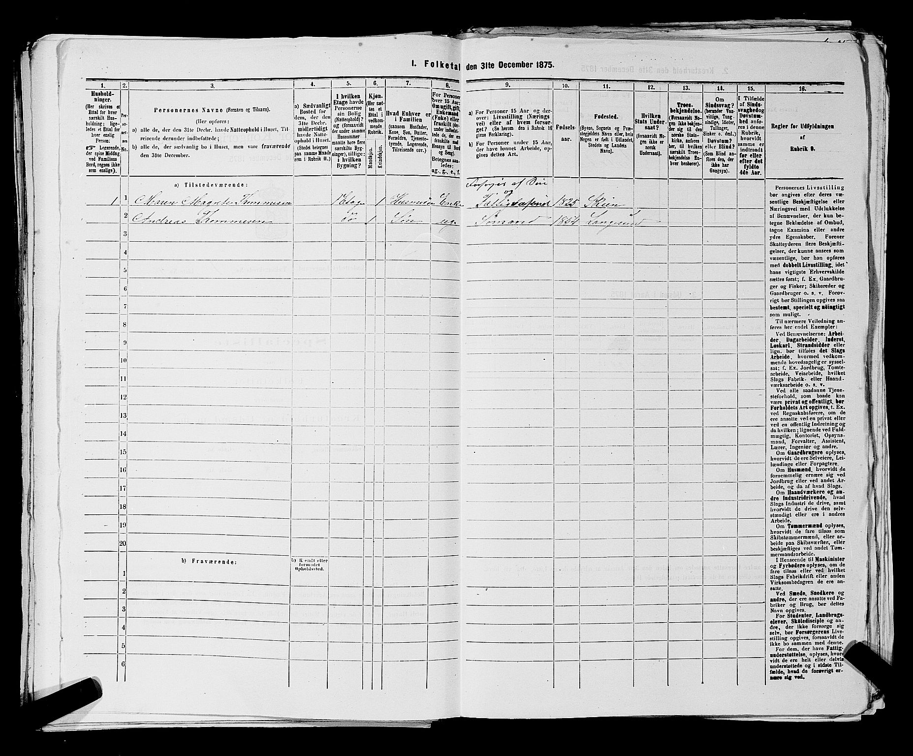 SAKO, 1875 census for 0802B Bamble/Langesund, 1875, p. 111