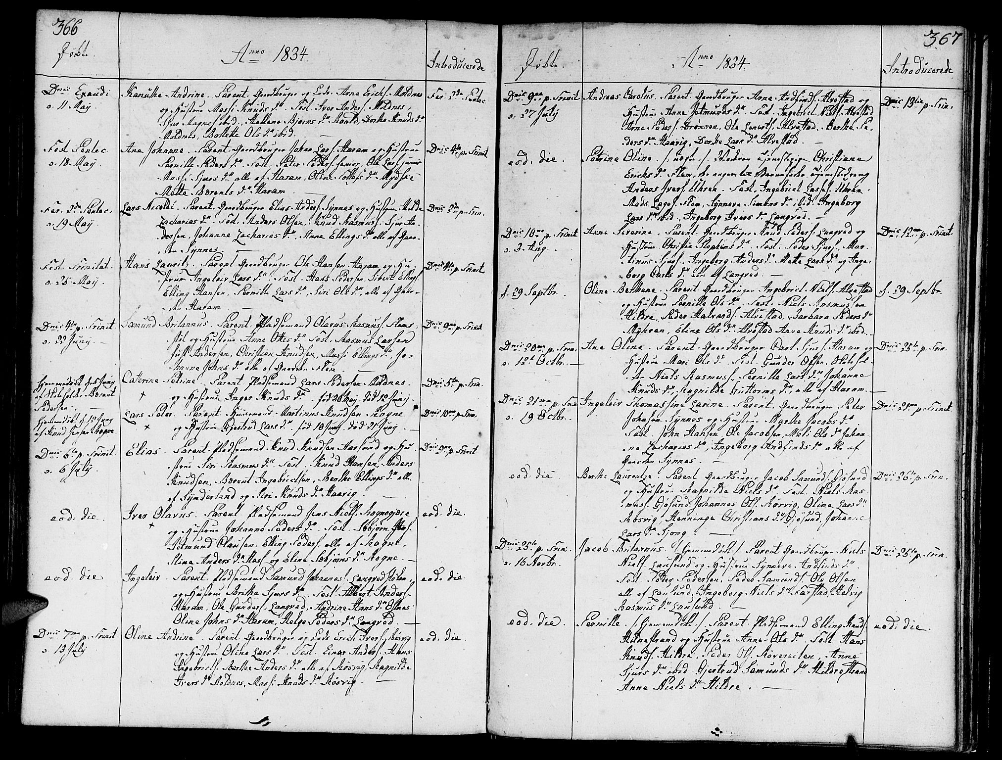Ministerialprotokoller, klokkerbøker og fødselsregistre - Møre og Romsdal, SAT/A-1454/536/L0494: Parish register (official) no. 536A03, 1803-1836, p. 366-367