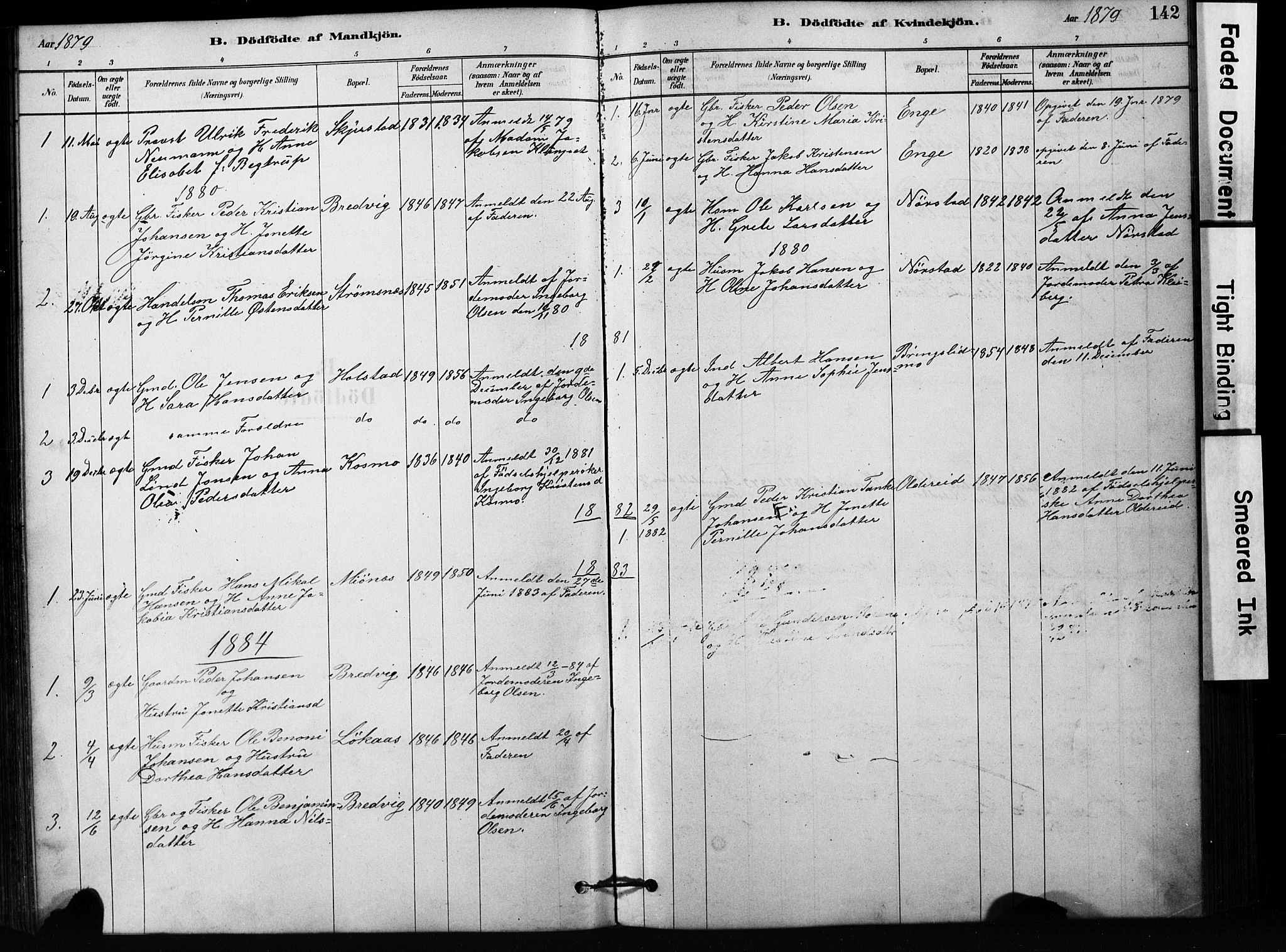 Ministerialprotokoller, klokkerbøker og fødselsregistre - Nordland, AV/SAT-A-1459/852/L0754: Parish register (copy) no. 852C05, 1878-1894, p. 142