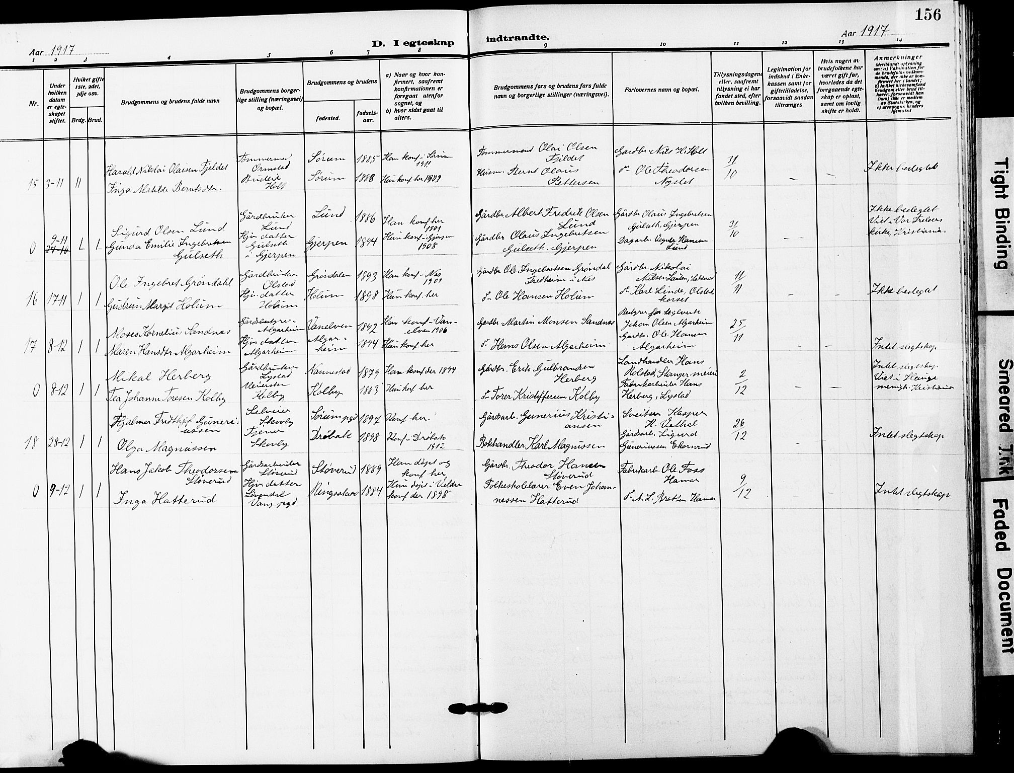 Ullensaker prestekontor Kirkebøker, SAO/A-10236a/G/Ga/L0003: Parish register (copy) no. I 3, 1914-1929, p. 156