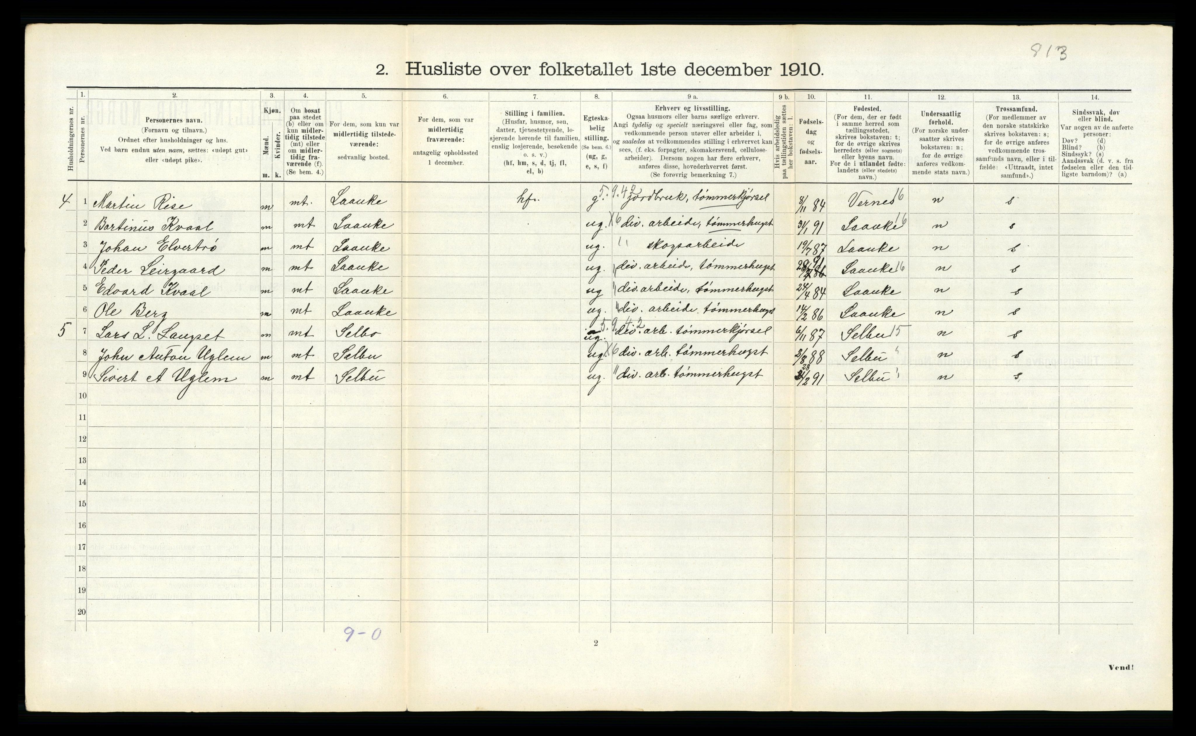 RA, 1910 census for Meråker, 1910, p. 385