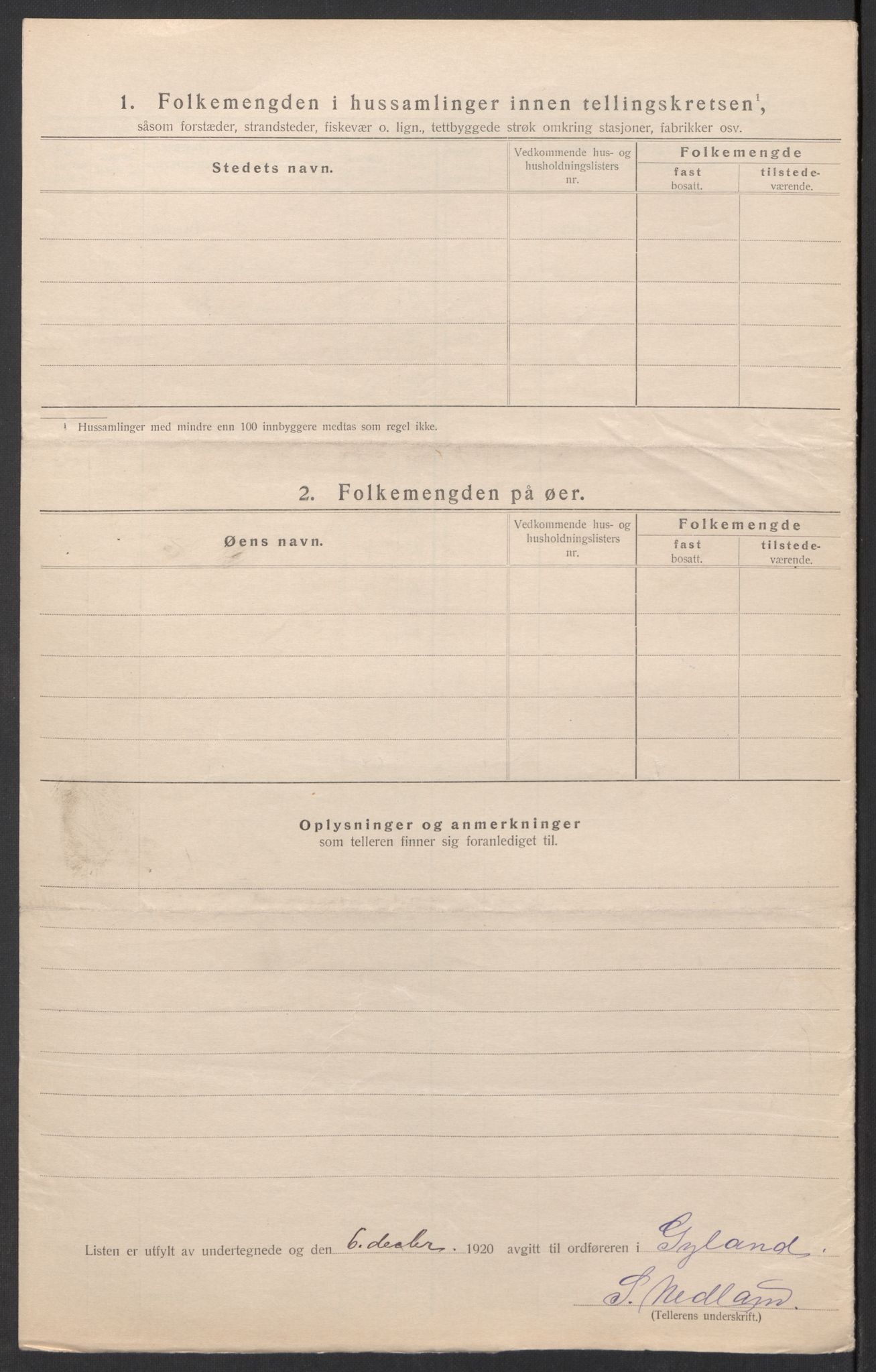 SAK, 1920 census for Gyland, 1920, p. 14