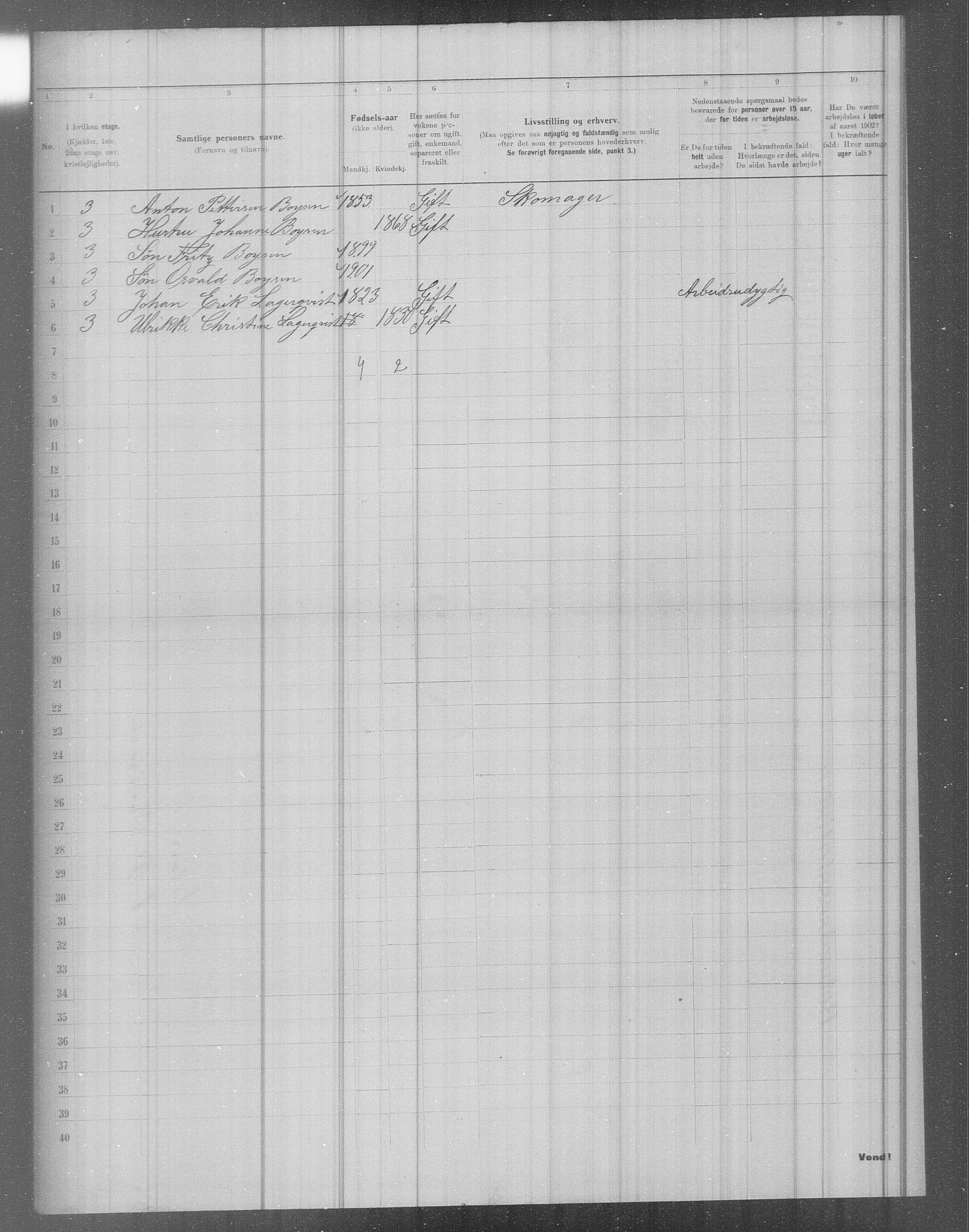 OBA, Municipal Census 1902 for Kristiania, 1902, p. 2945