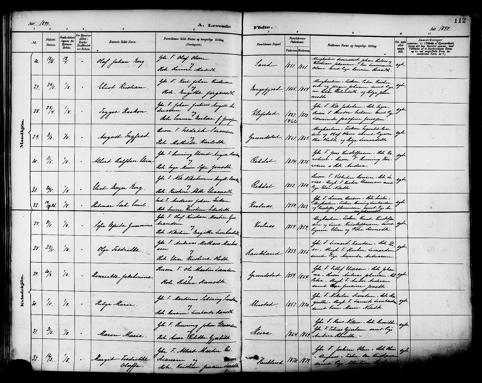 Ministerialprotokoller, klokkerbøker og fødselsregistre - Nordland, AV/SAT-A-1459/880/L1133: Parish register (official) no. 880A07, 1888-1898, p. 112