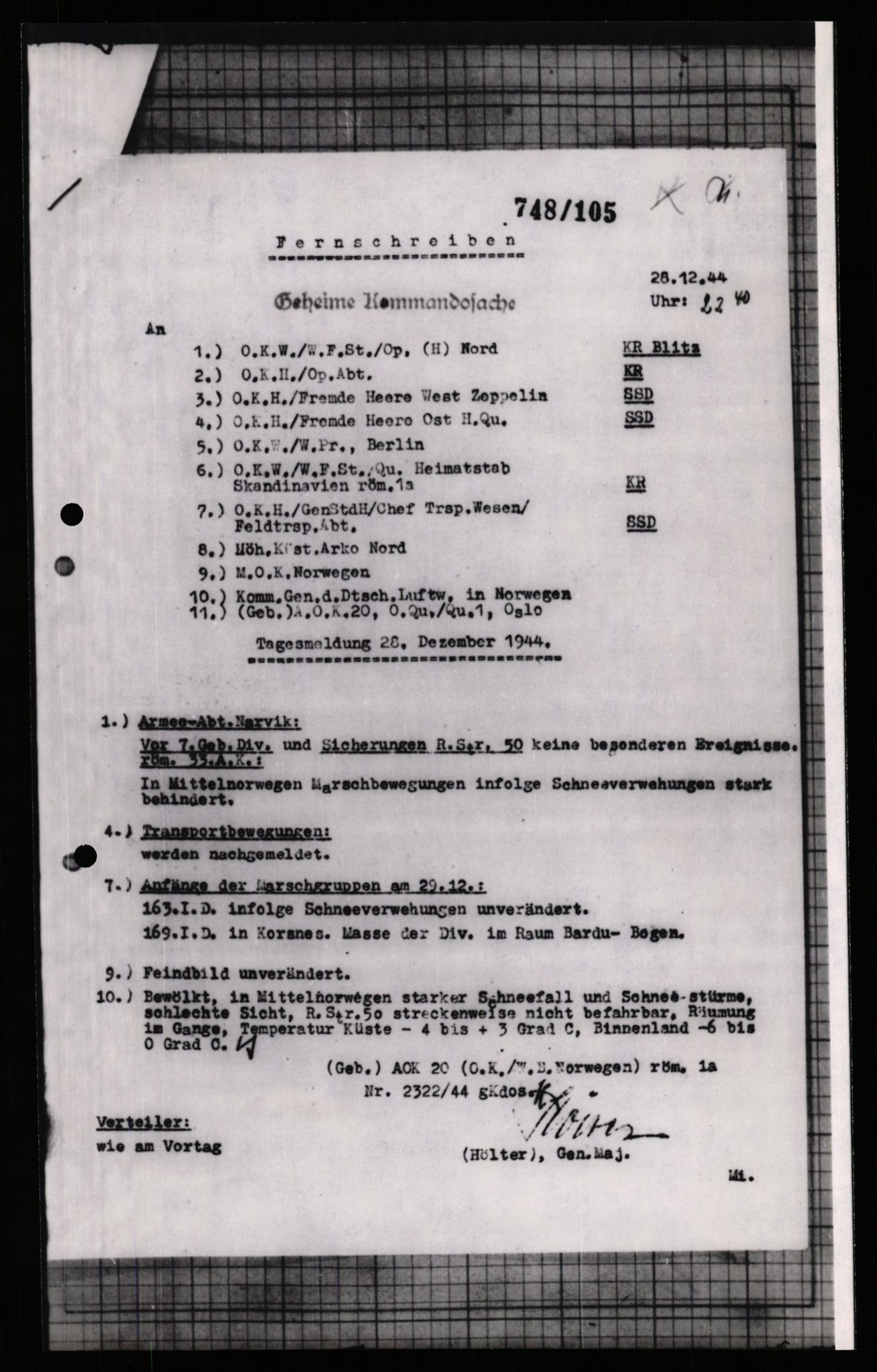 Forsvarets Overkommando. 2 kontor. Arkiv 11.4. Spredte tyske arkivsaker, AV/RA-RAFA-7031/D/Dar/Dara/L0005: Krigsdagbøker for 20. Gebirgs-Armee-Oberkommando (AOK 20), 1942-1944, p. 589