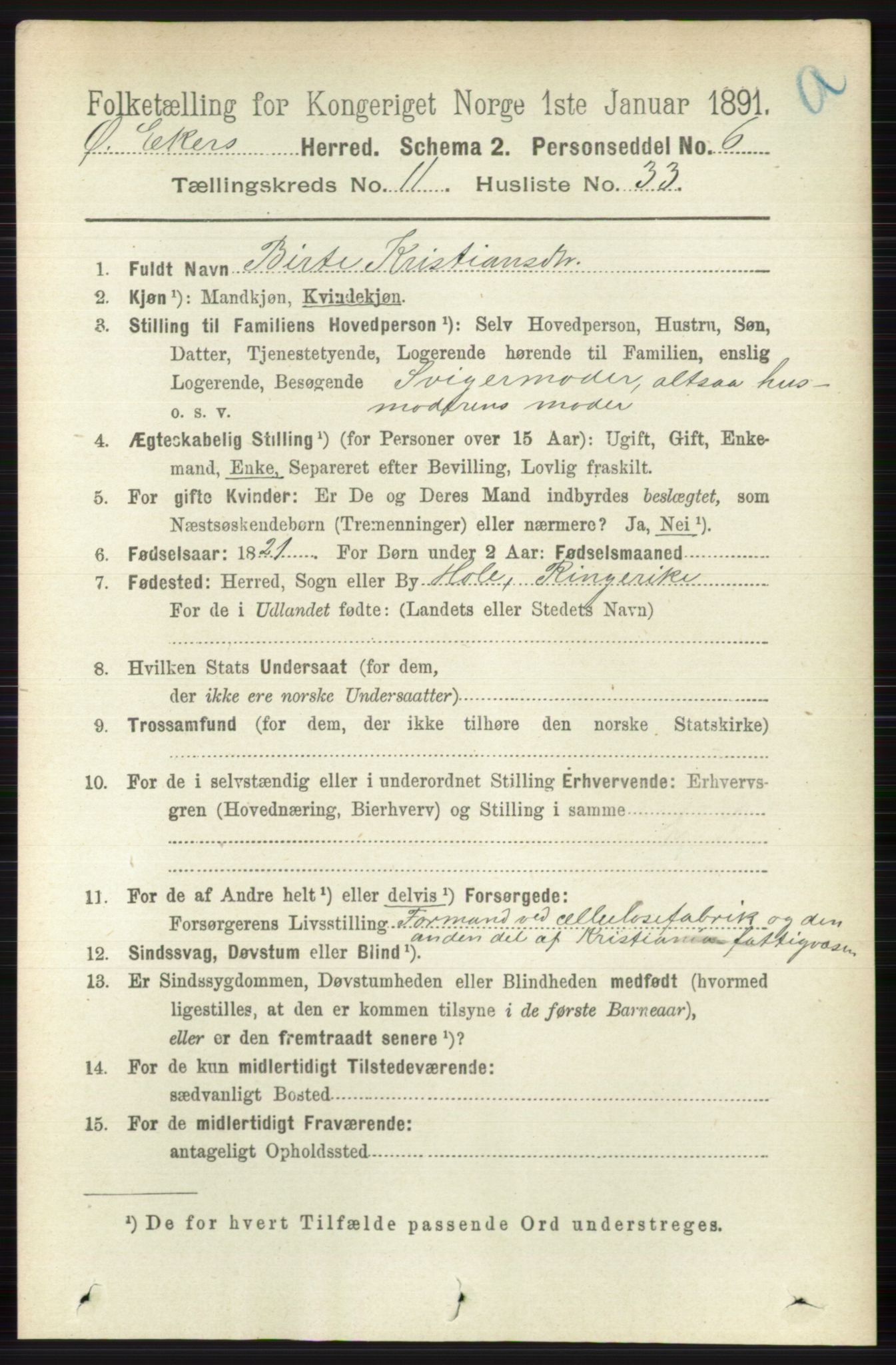 RA, 1891 census for 0624 Øvre Eiker, 1891, p. 4789