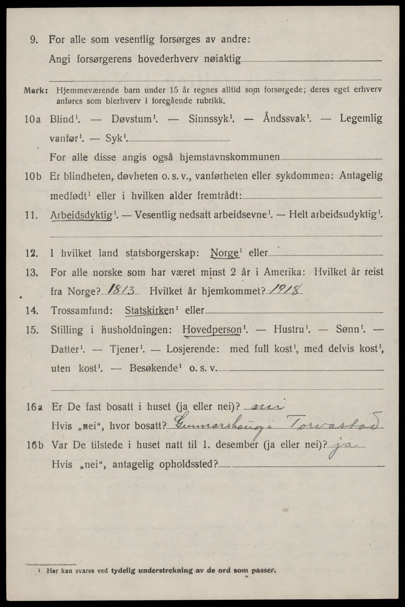 SAST, 1920 census for Torvastad, 1920, p. 4925