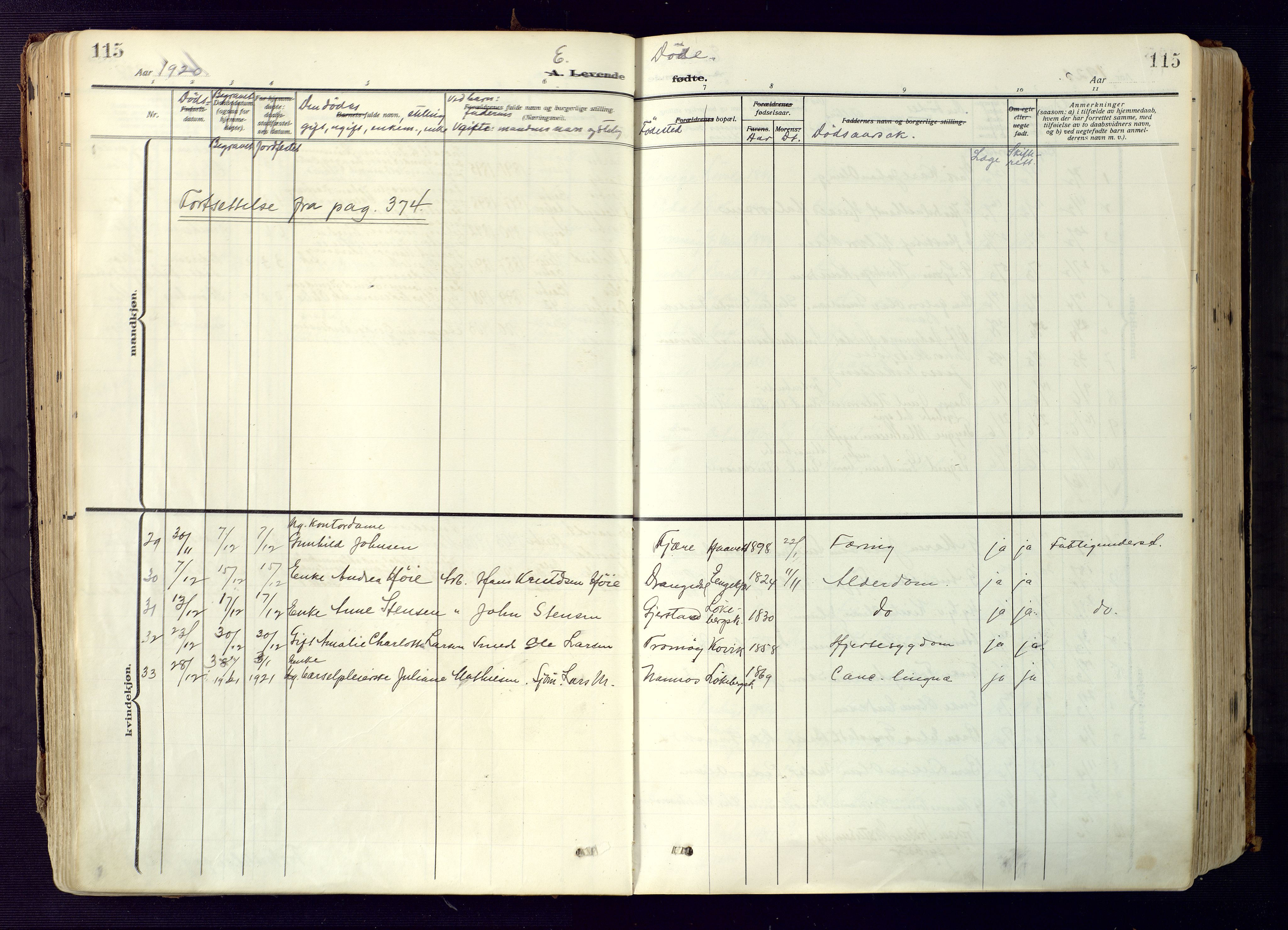 Barbu sokneprestkontor, SAK/1111-0003/F/Fa/L0006: Parish register (official) no. A 6, 1910-1929, p. 115