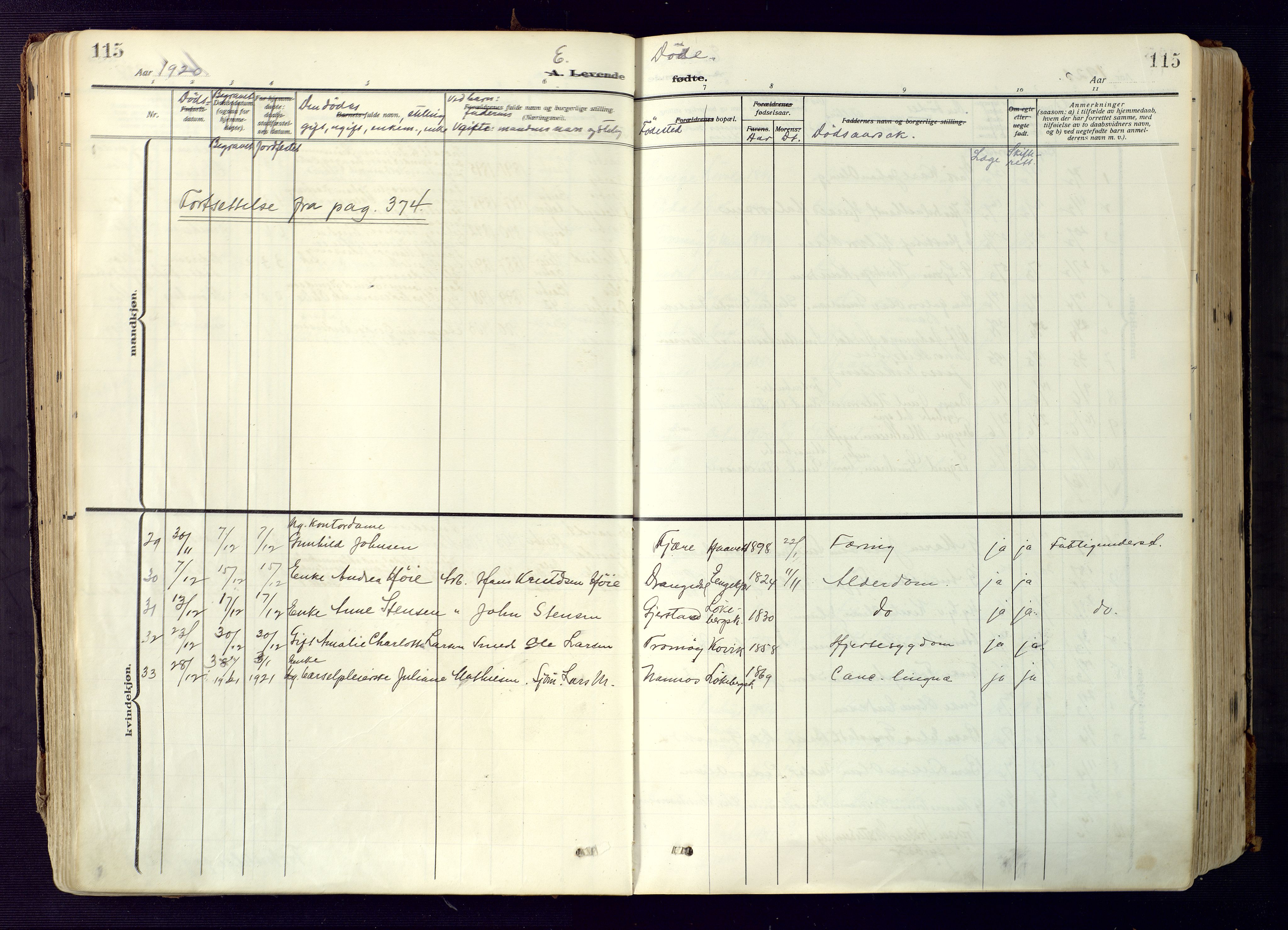 Barbu sokneprestkontor, AV/SAK-1111-0003/F/Fa/L0006: Parish register (official) no. A 6, 1910-1929, p. 115