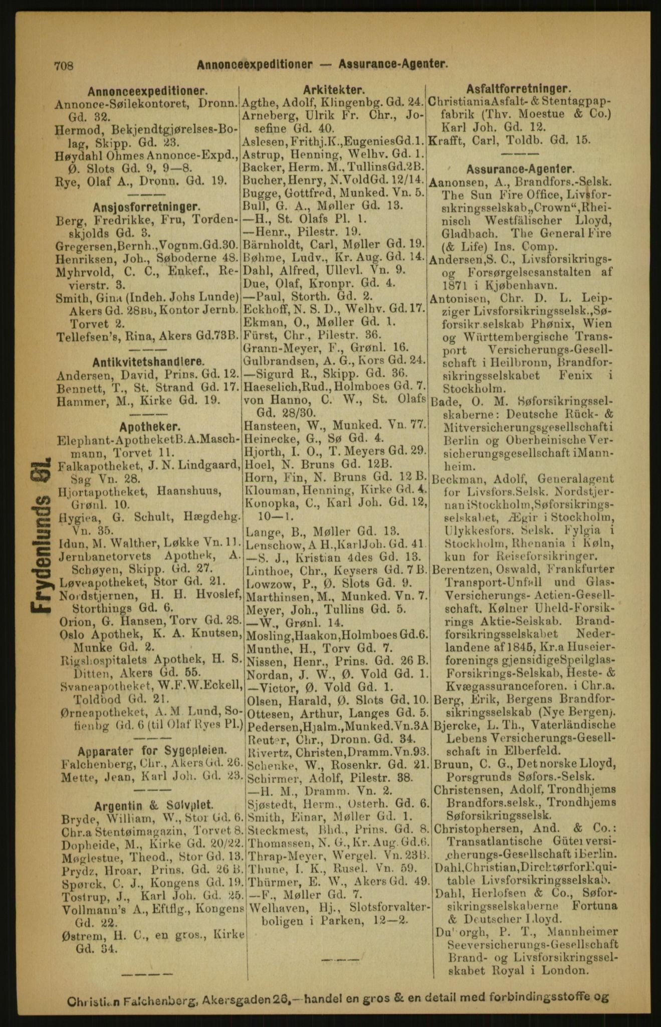 Kristiania/Oslo adressebok, PUBL/-, 1891, p. 708